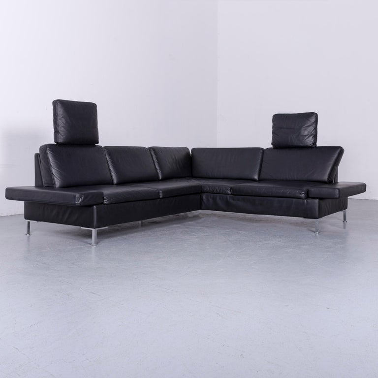 Brühl And Sippold Alba Designer Corner Sofa Black Leather Couch With German Brühl Sippold Alba Designer Corner Sofa Black Leather Couch With Function For
