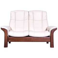 Used Ekornes Stressless Relax Sofa Crème Leather TV Recliner Two-Seat