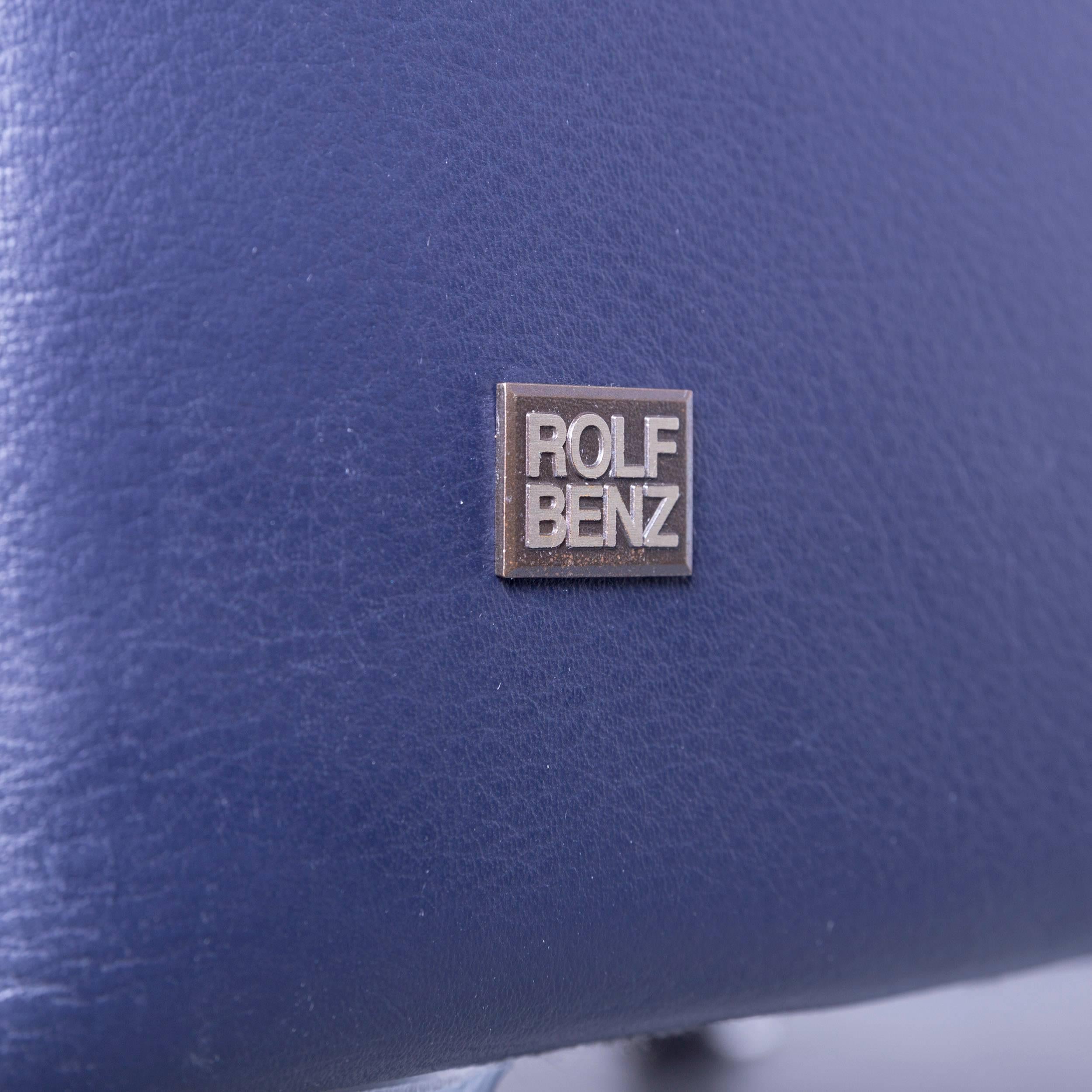 Contemporary Rolf Benz Ego Designer Leather Armchair Blue