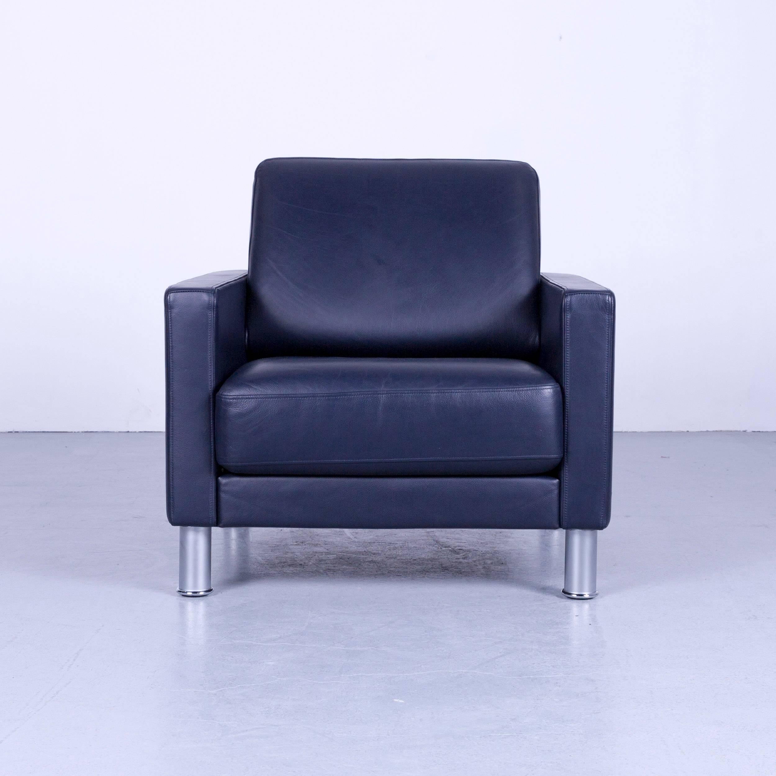 Rolf Benz Ego Designer Leather Armchair Blue 1