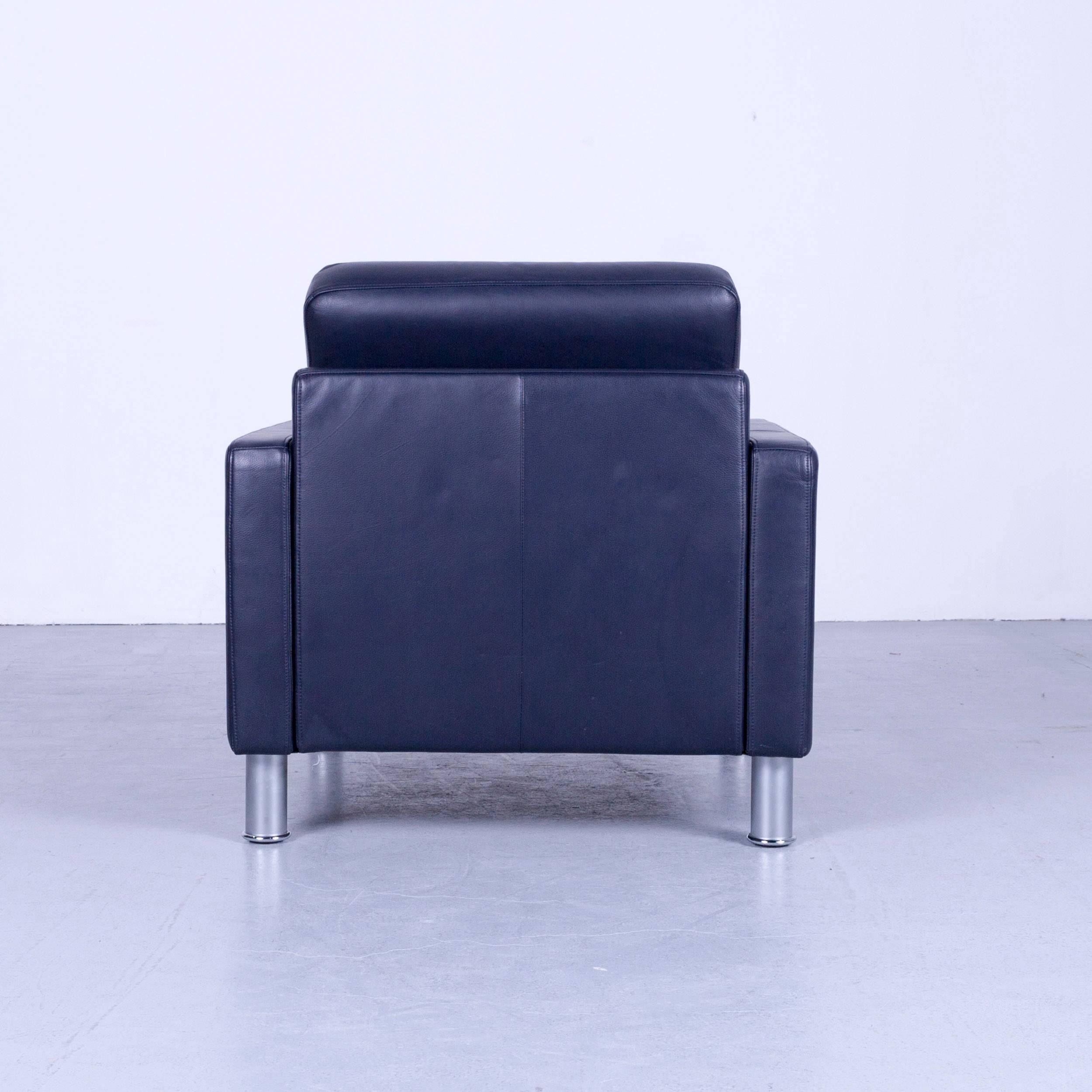 Rolf Benz Ego Designer Leather Armchair Blue 3