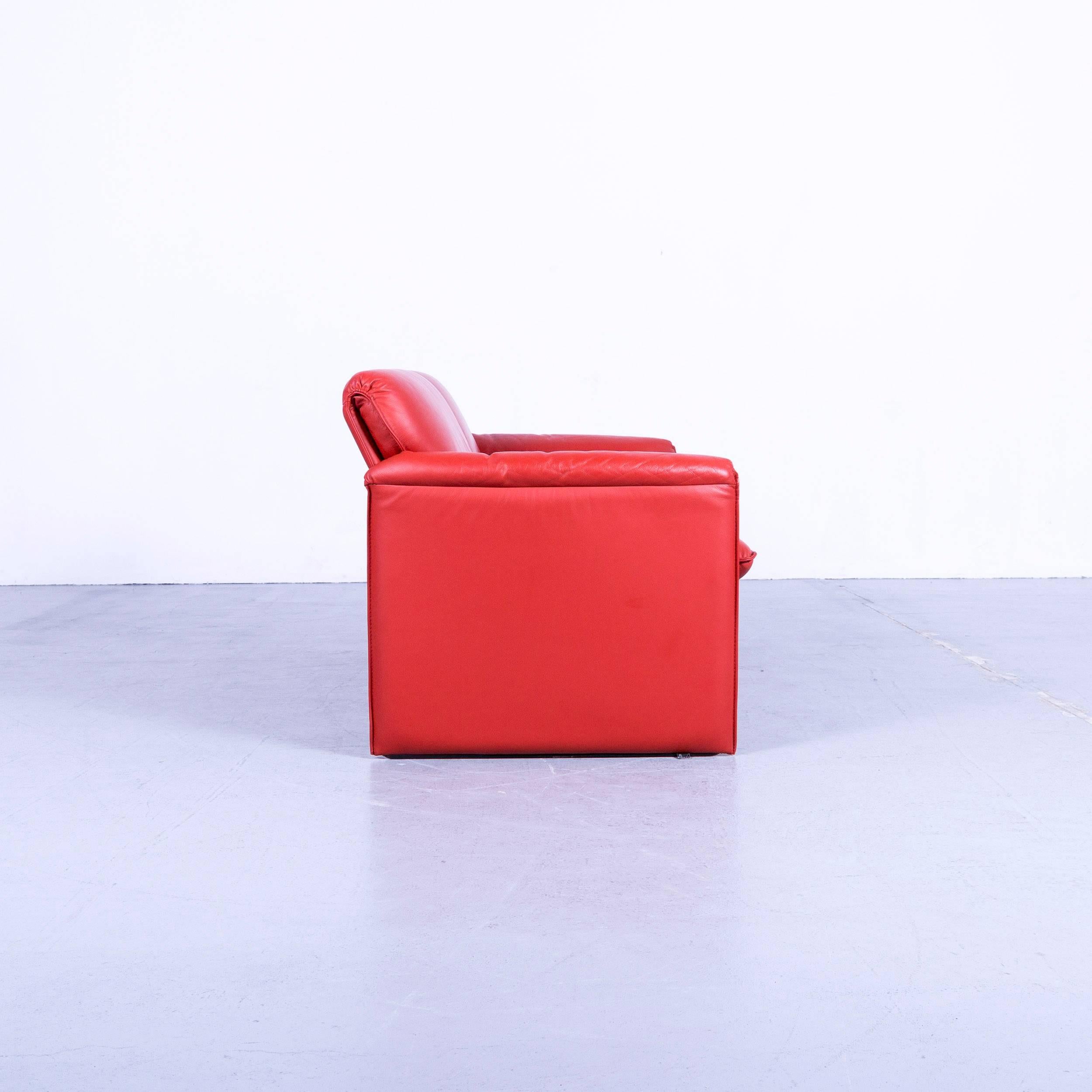 Leolux Bora Designer Sofa Leather Orange Red Two-Seat Couch Modern For Sale 2