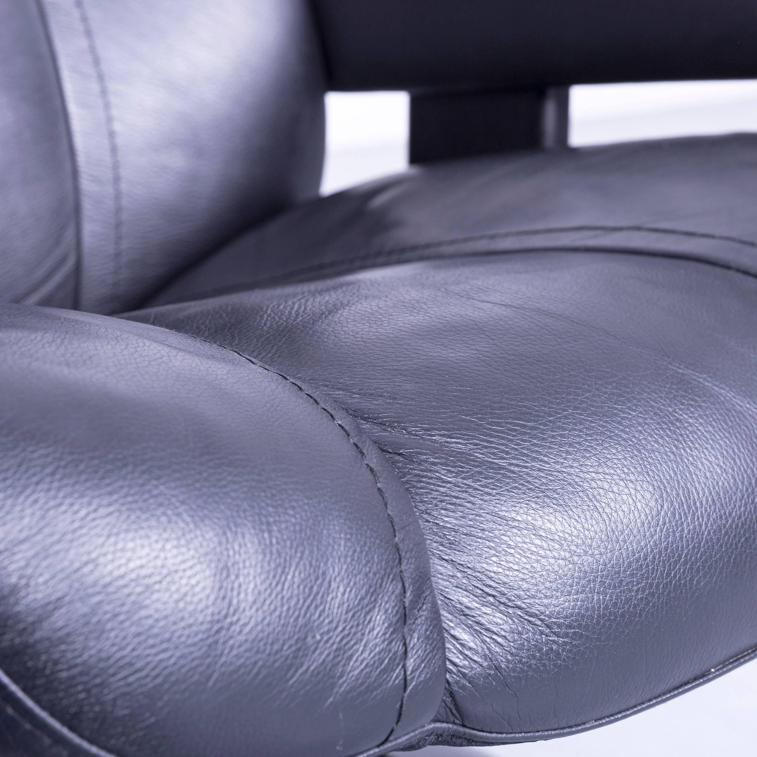 German Ekornes Stressless Wing Armchair Black Leather Modern Recliner Chair Designer For Sale