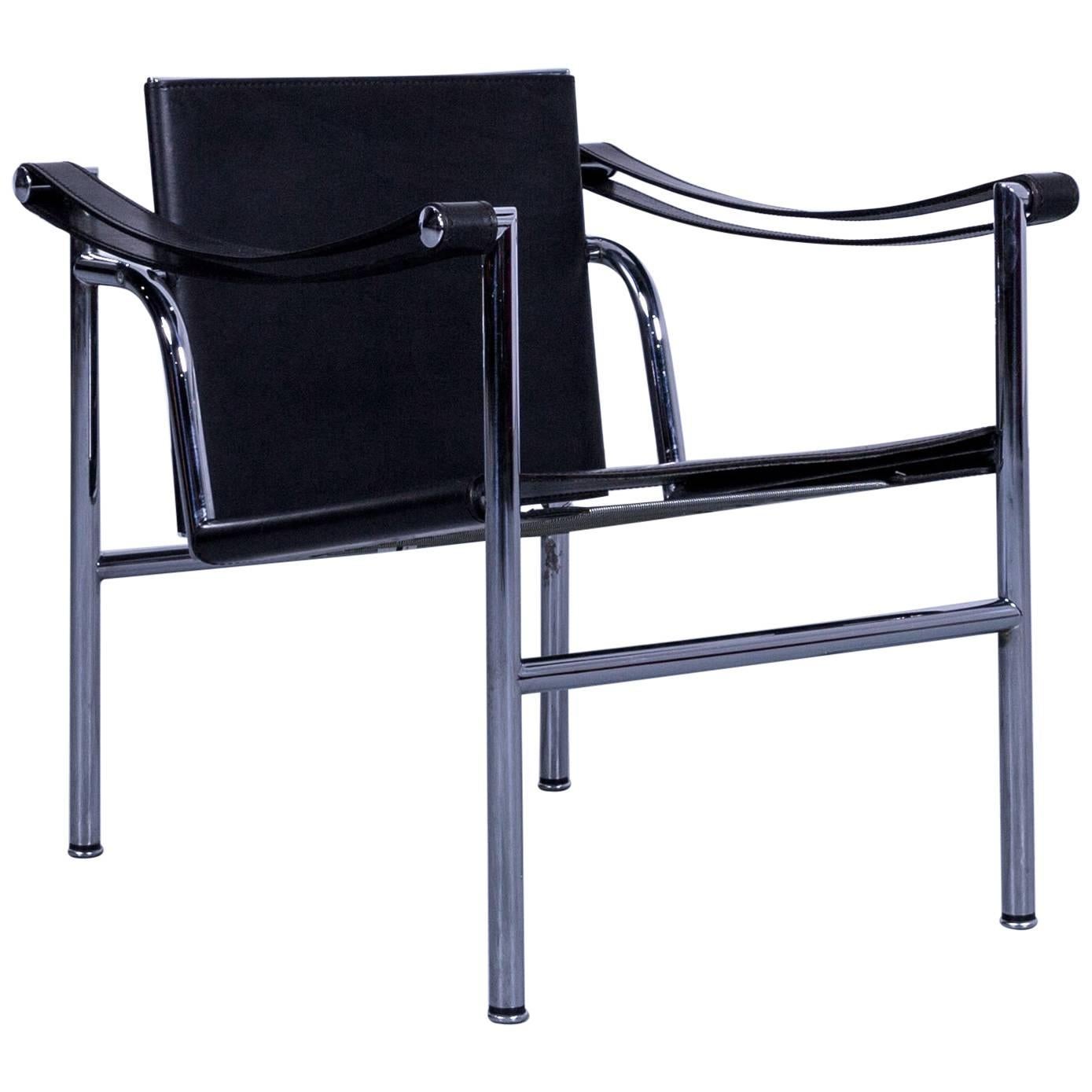 Cassina Le Corbusier LC 1 Sling Chair Black Leather Bauhaus For Sale