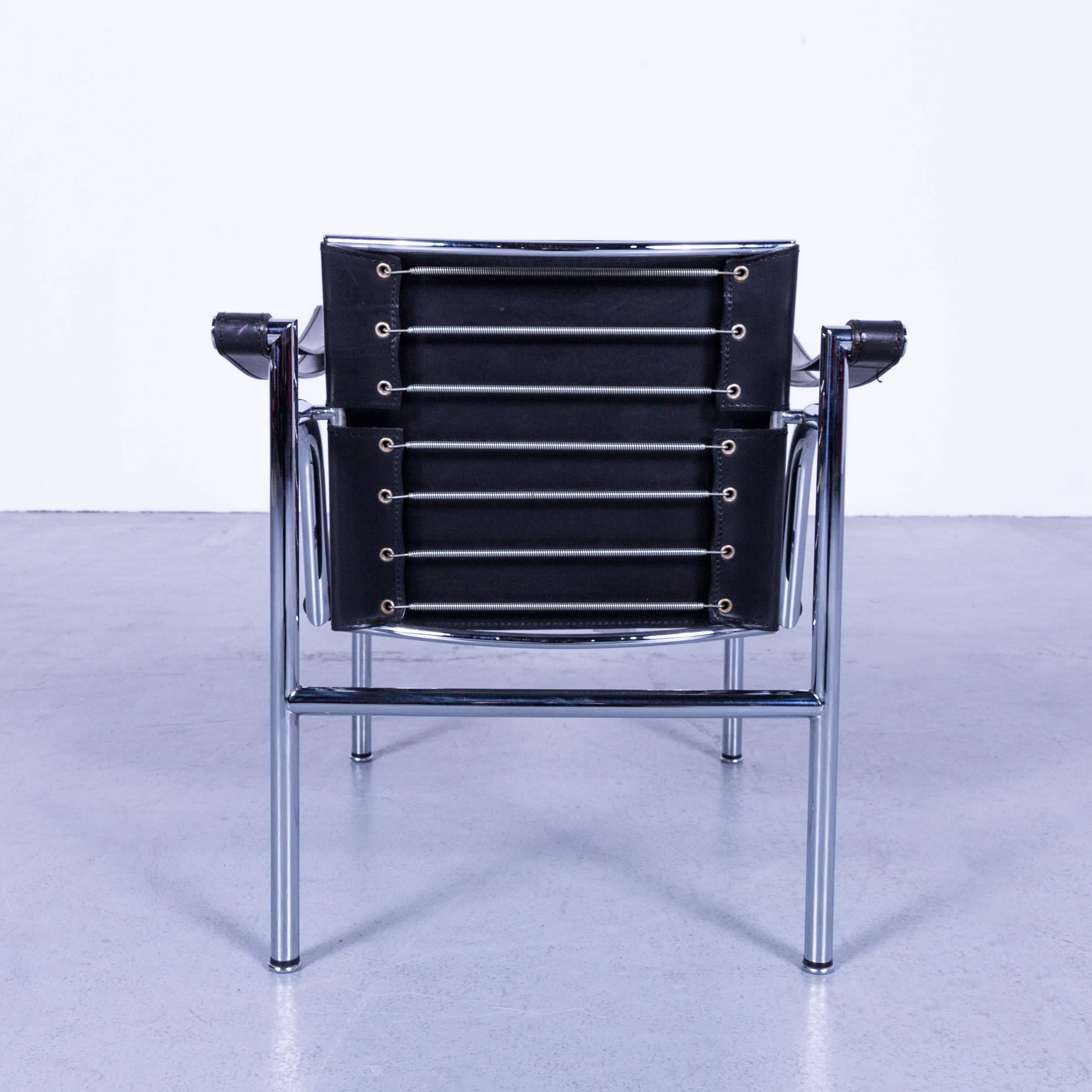 Cassina Le Corbusier LC 1 Sling Chair Black Leather Bauhaus In Excellent Condition For Sale In Cologne, DE