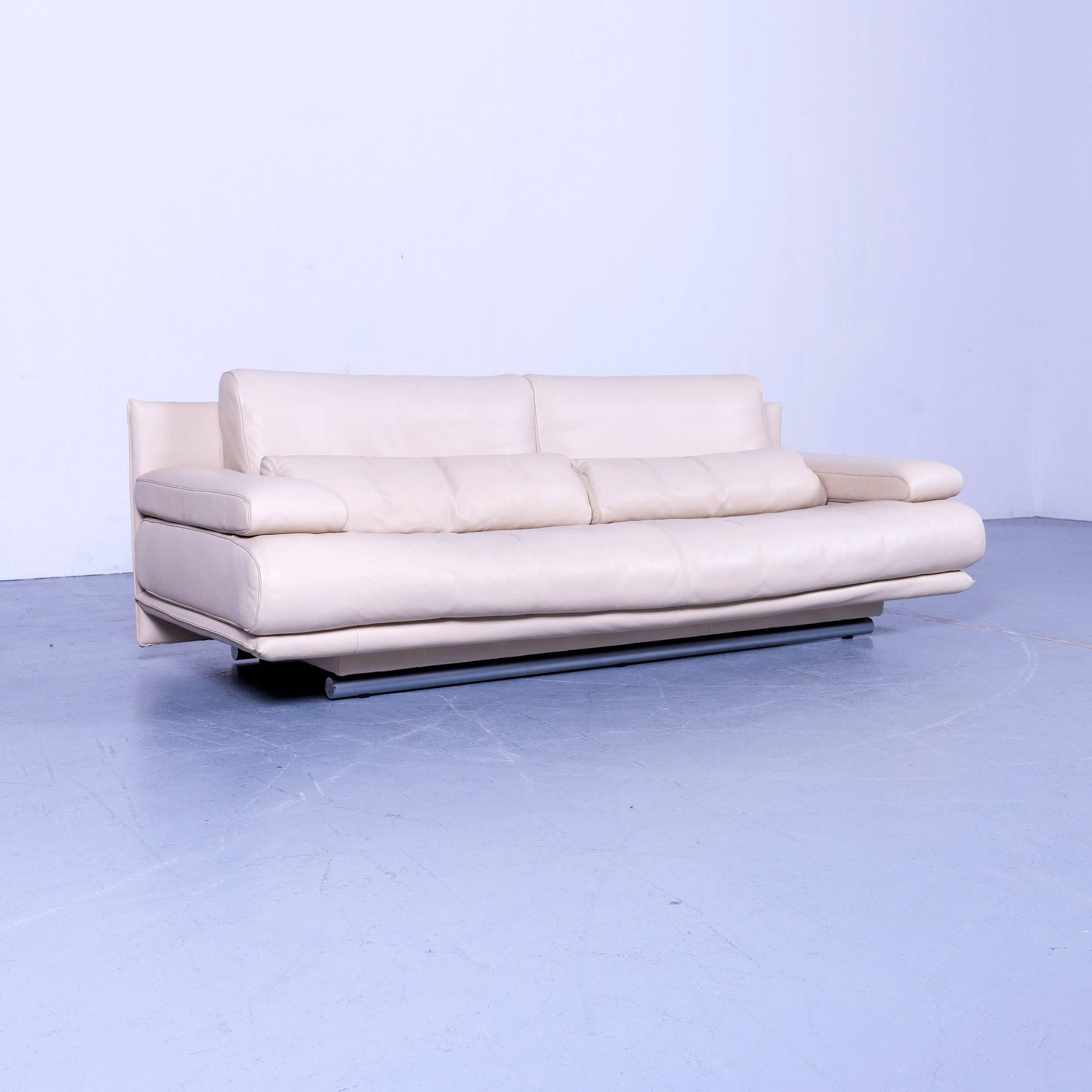 An Rolf Benz 6500 designer sofa off-white three-seater leather modern.


















 