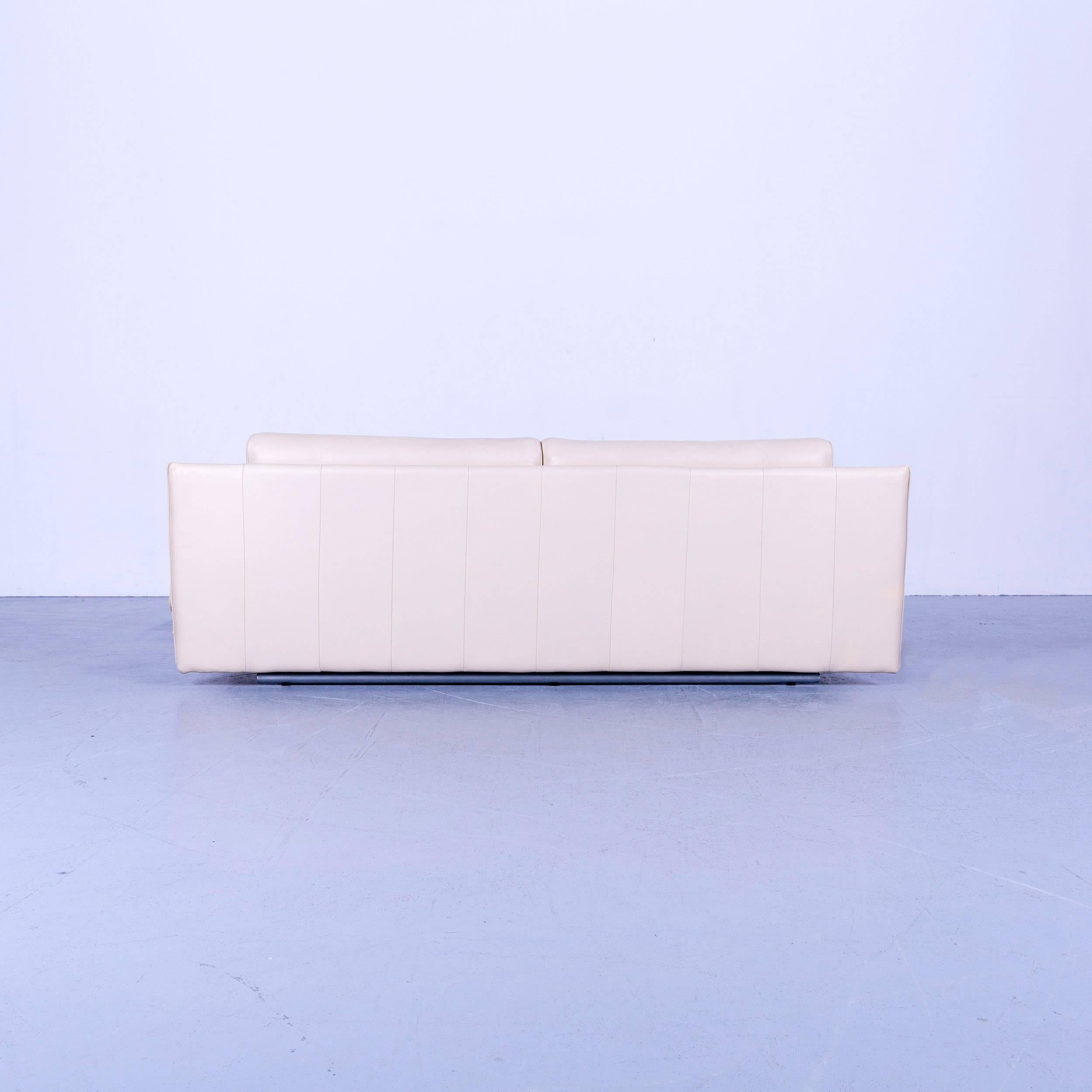 Rolf Benz 6500 Designer Sofa, Off-White Leather Three-Seat, Modern 5