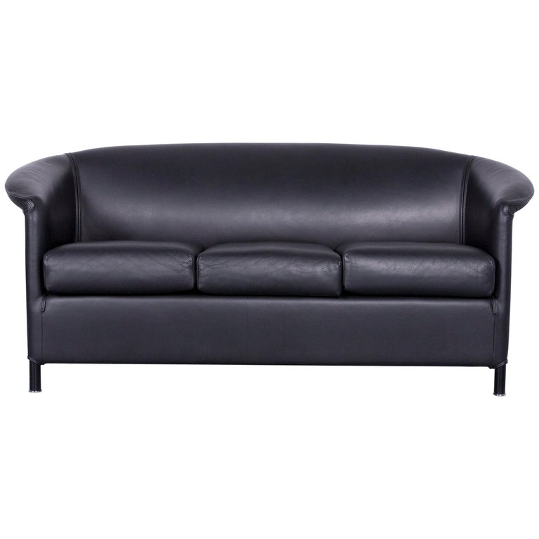 Wittmann Aura Designer Modern Black Leather One Seater Or Armchair Wittmann Aura Designer Leather Sofa Black Two Seat Couch