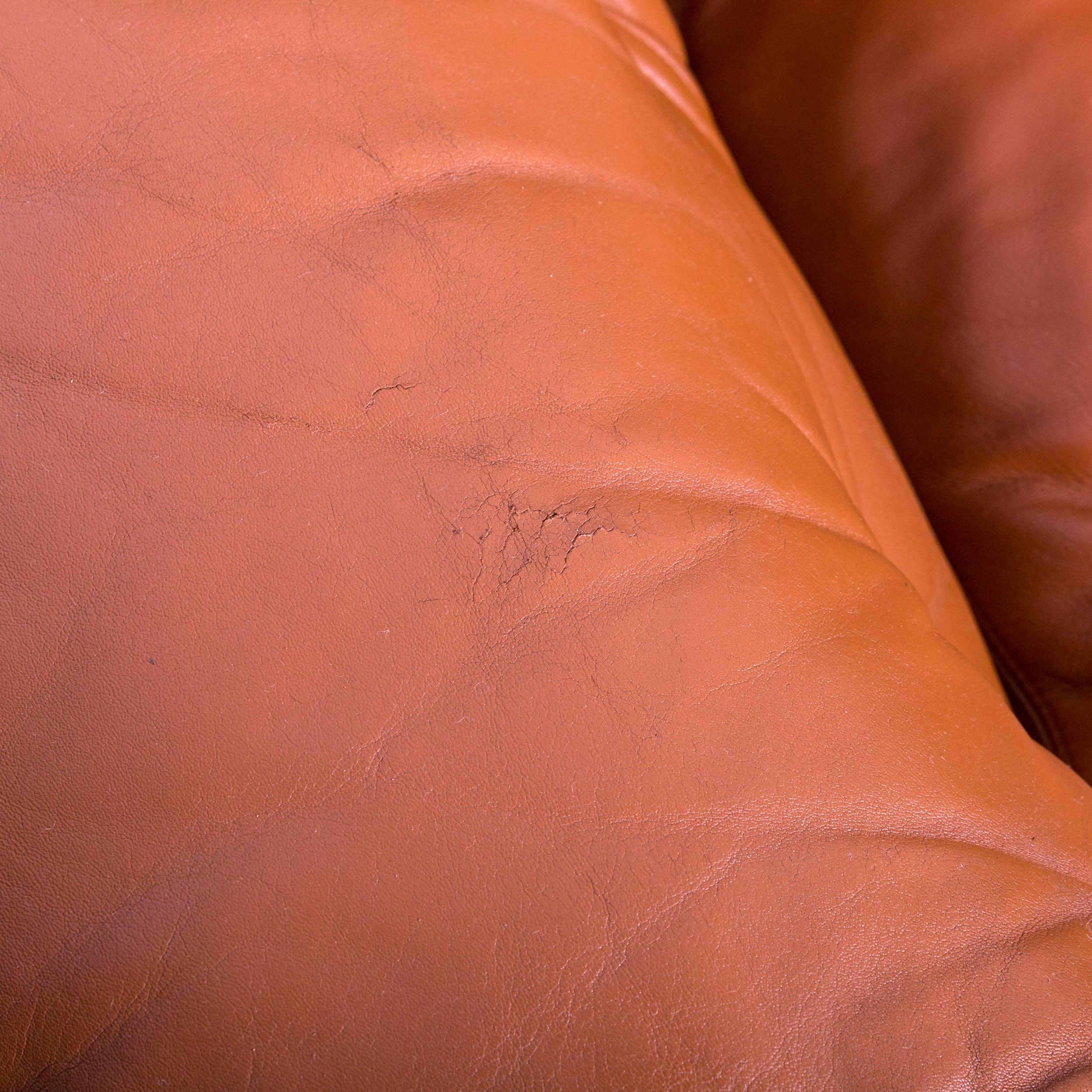 B&B Italia Coronado Designer Sofa, Brown Leather Three-Seat For Sale 1