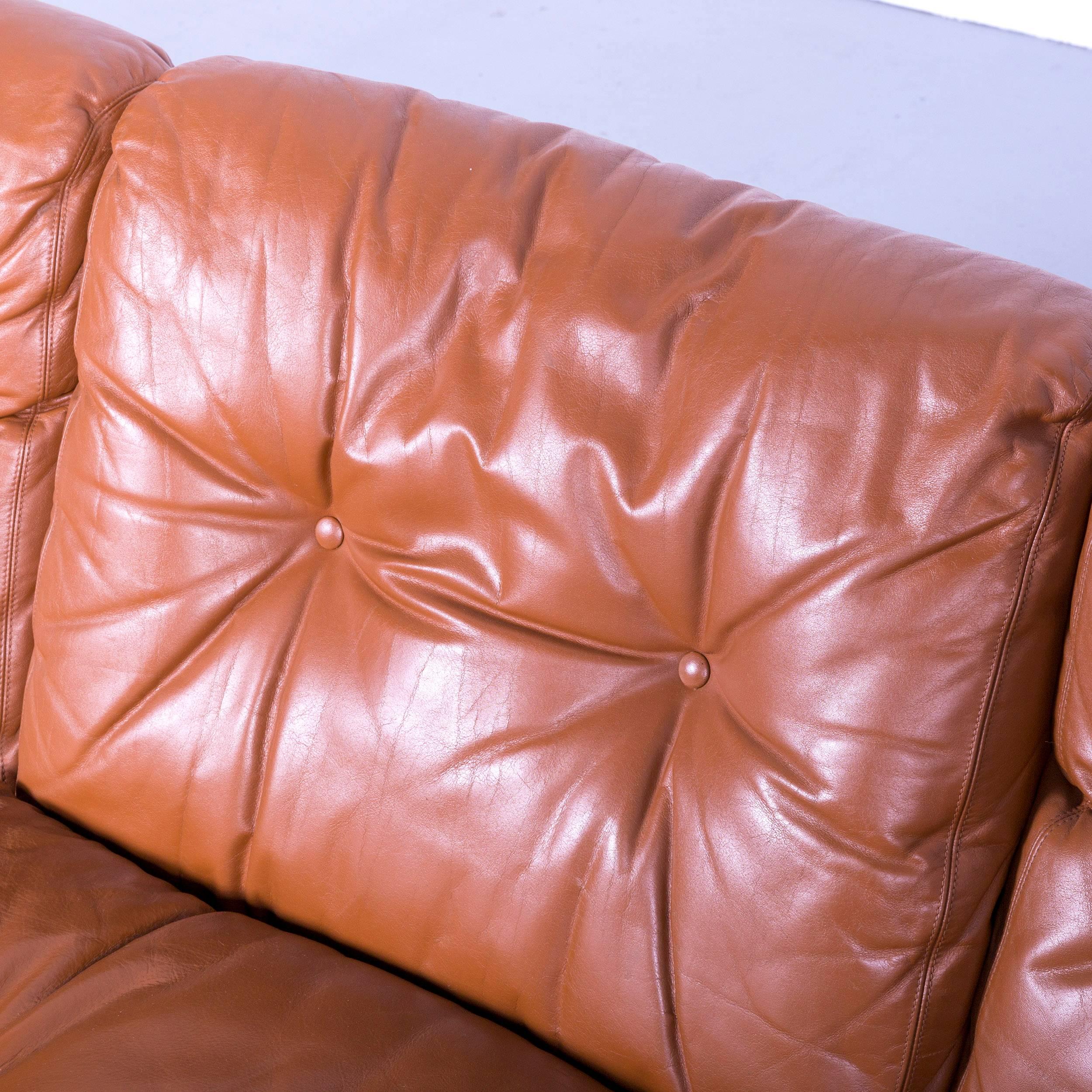 B&B Italia Coronado Designer Sofa, Brown Leather Three-Seat For Sale 2