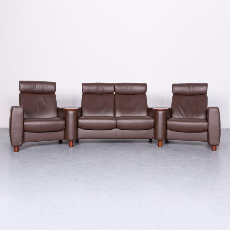 Ekornes Stressless Arion Sofa Footstool Set Brown Leather Four Seat We Bring To You An Ekornes Stressless Arion Sofa Footstool Set Brown Leather Four Seat