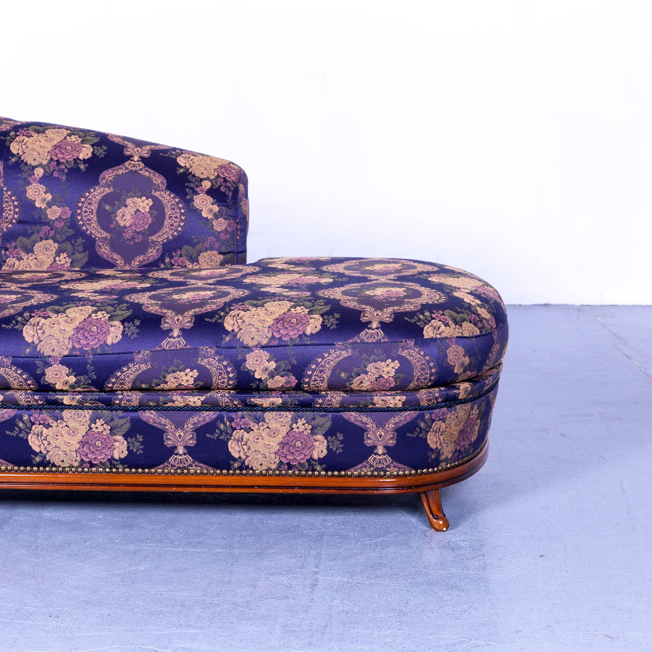 Italian Nieri Palatino Designer Sofa Recamier Purple Blue Fabric Couch Flowers For Sale