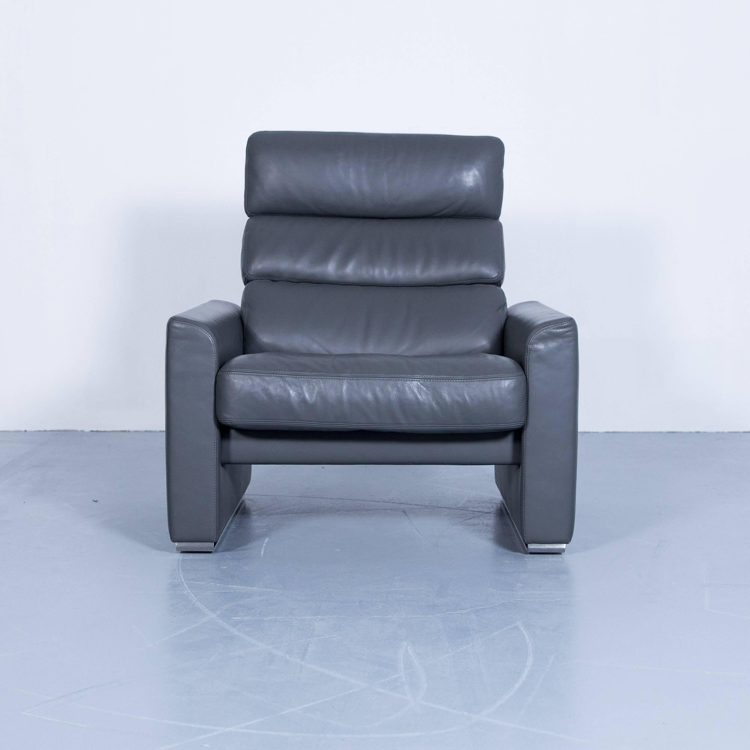 Erpo Soho designer armchair leather grey anthracite one seat modern function, in a minimalistic and modern design, made for pure comfort.