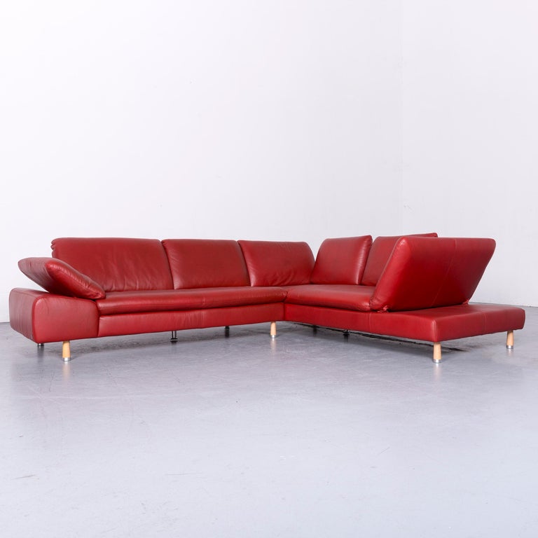 Willi Schillig Designer Leather Corner Sofa Red Couch For German Willi Schillig Designer Leather Corner Sofa Red Couch For