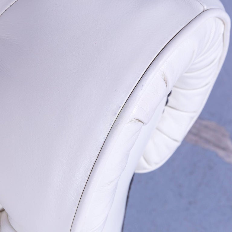 Chesterfield ThreeSeat Sofa White Leather Couch Vintage Retro Rivets