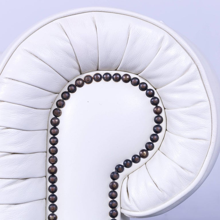 Chesterfield ThreeSeat Sofa White Leather Couch Vintage Retro Rivets