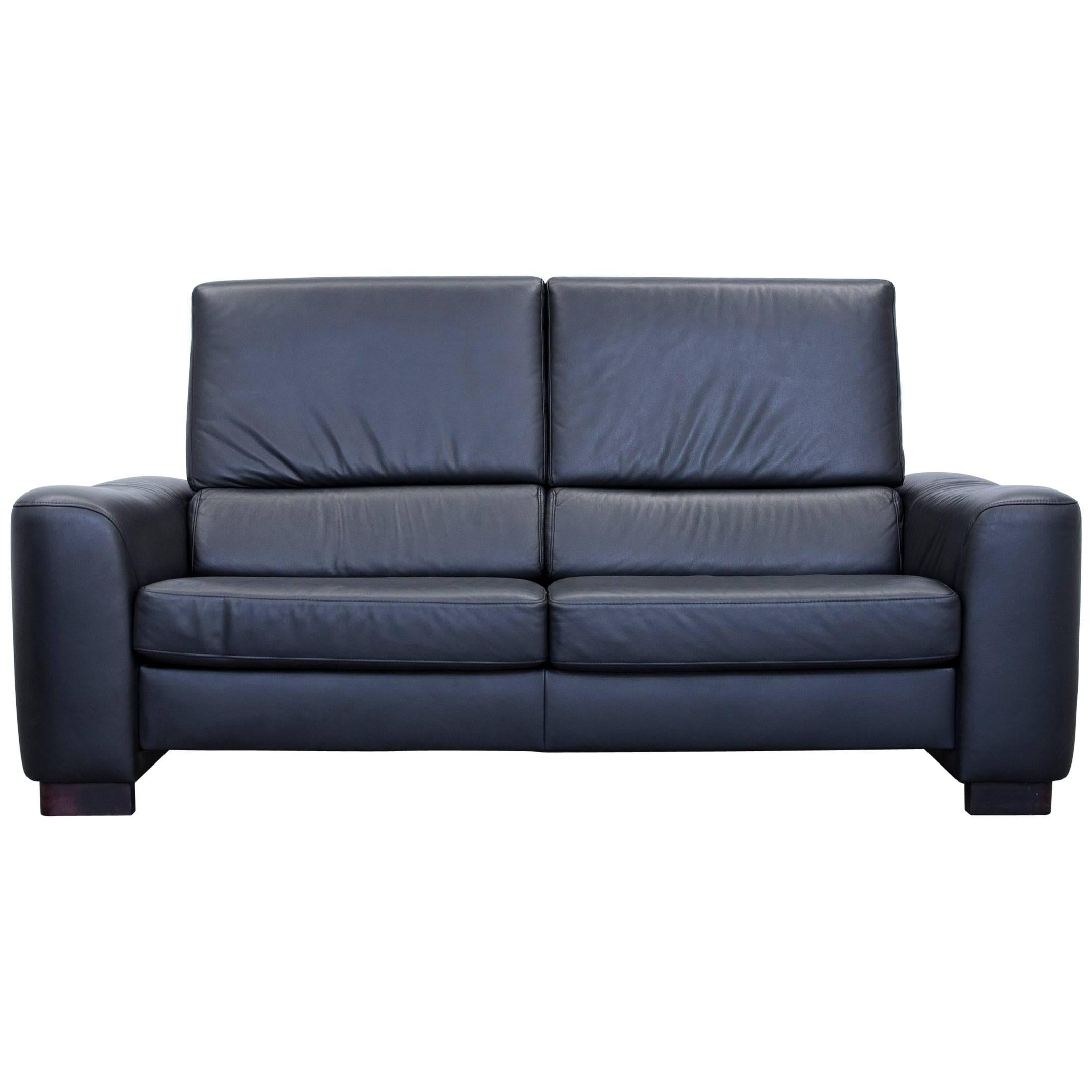Ewald Schillig Designer Sofa Leather Black Two-Seat Couch Modern