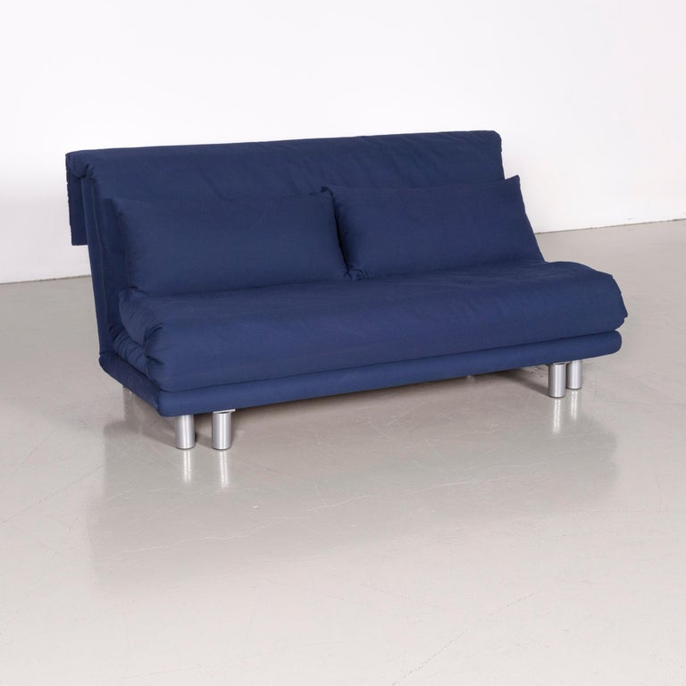 Ligne Roset Multy Fabric Sofa Bed Blue Two Seat Couch Sleep Function Ligne Roset Multy Fabric Sofa Bed Blue Two Seat Couch Sleep Function