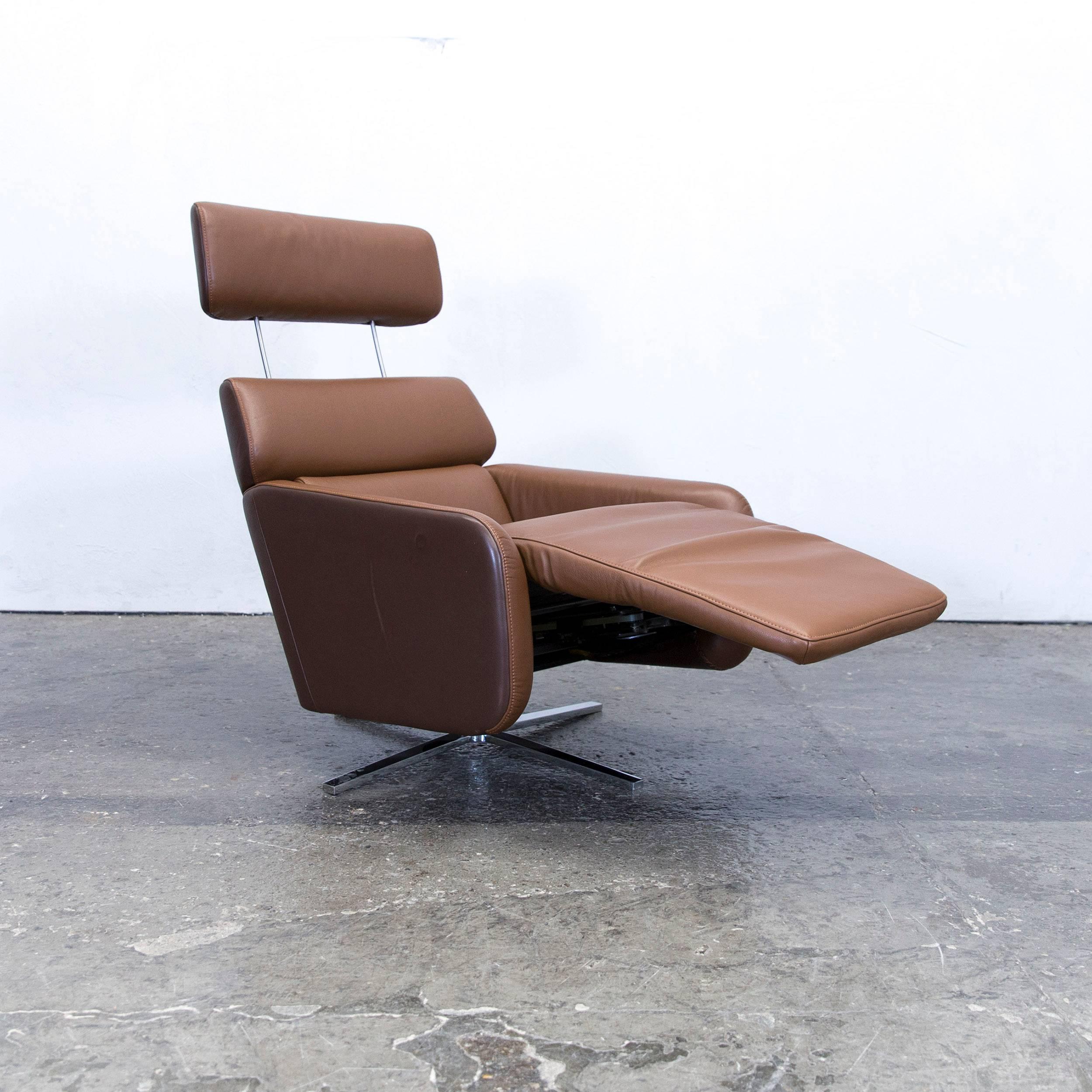 FSM Ergo Designer Relax Armchair Leather Brown One Seat Couch Modern In Good Condition For Sale In Cologne, DE