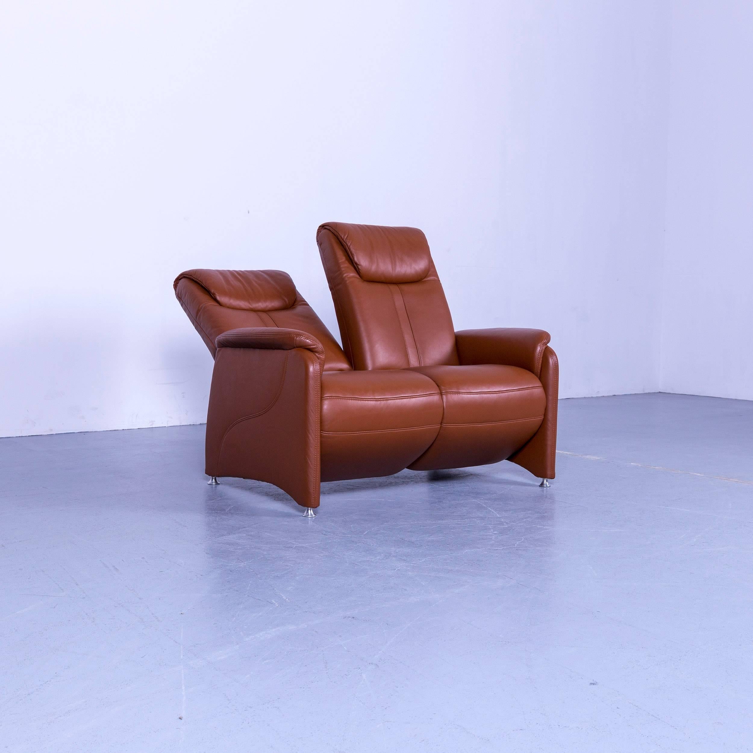 Willy Schillig Designer Leather Sofa Brown Two-Seat Recliner In Good Condition For Sale In Cologne, DE