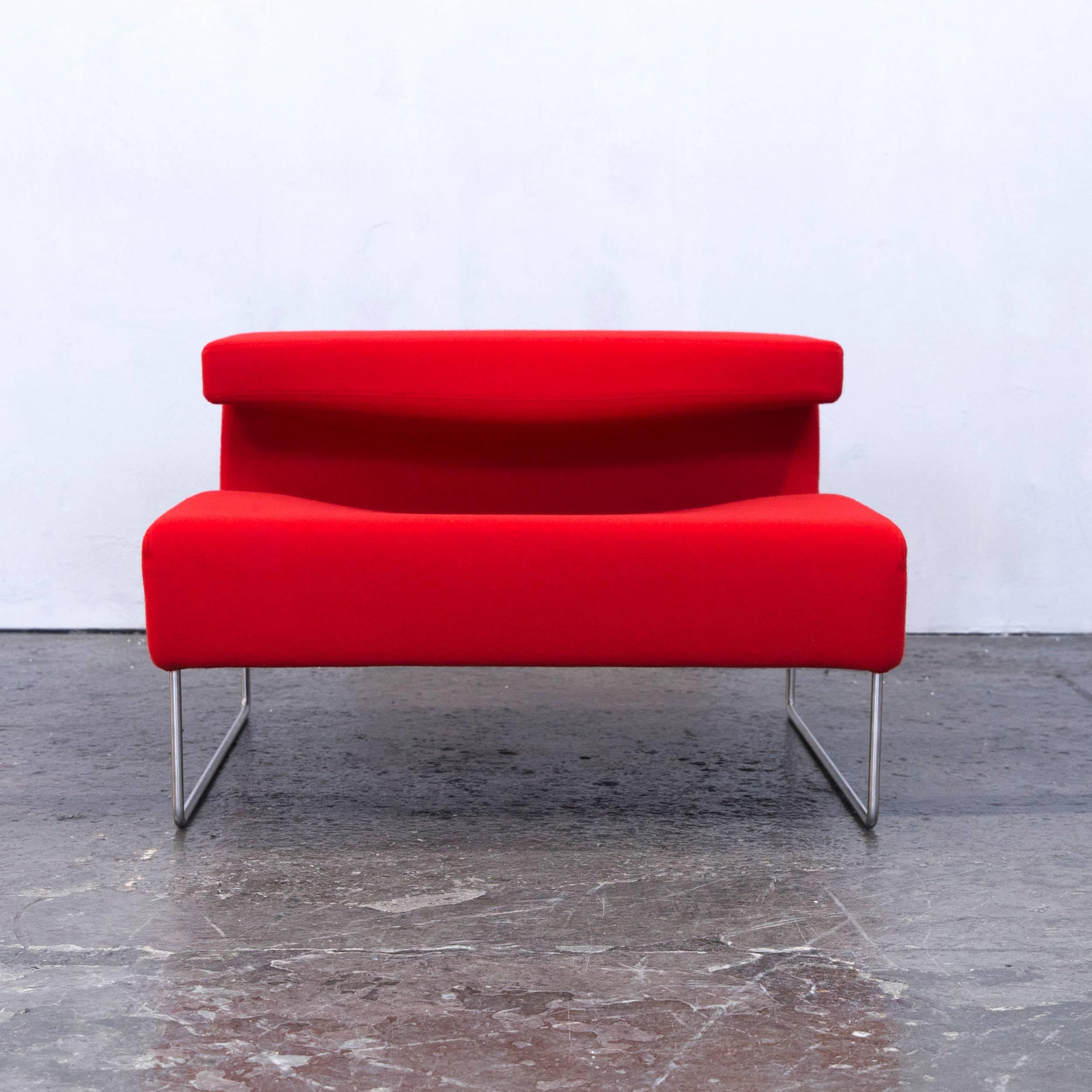 Red colored original Moroso lowseat designer chair, in a minimalistic and modern design, made for pure comfort and style.