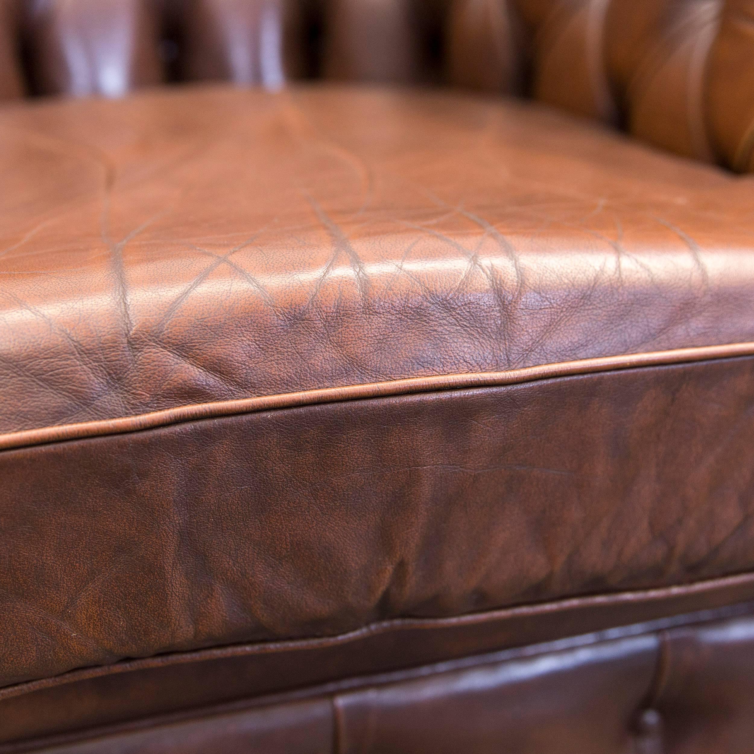 Original Chesterfield Leather Armchair in Brown Vintage Retro In Good Condition In Cologne, DE