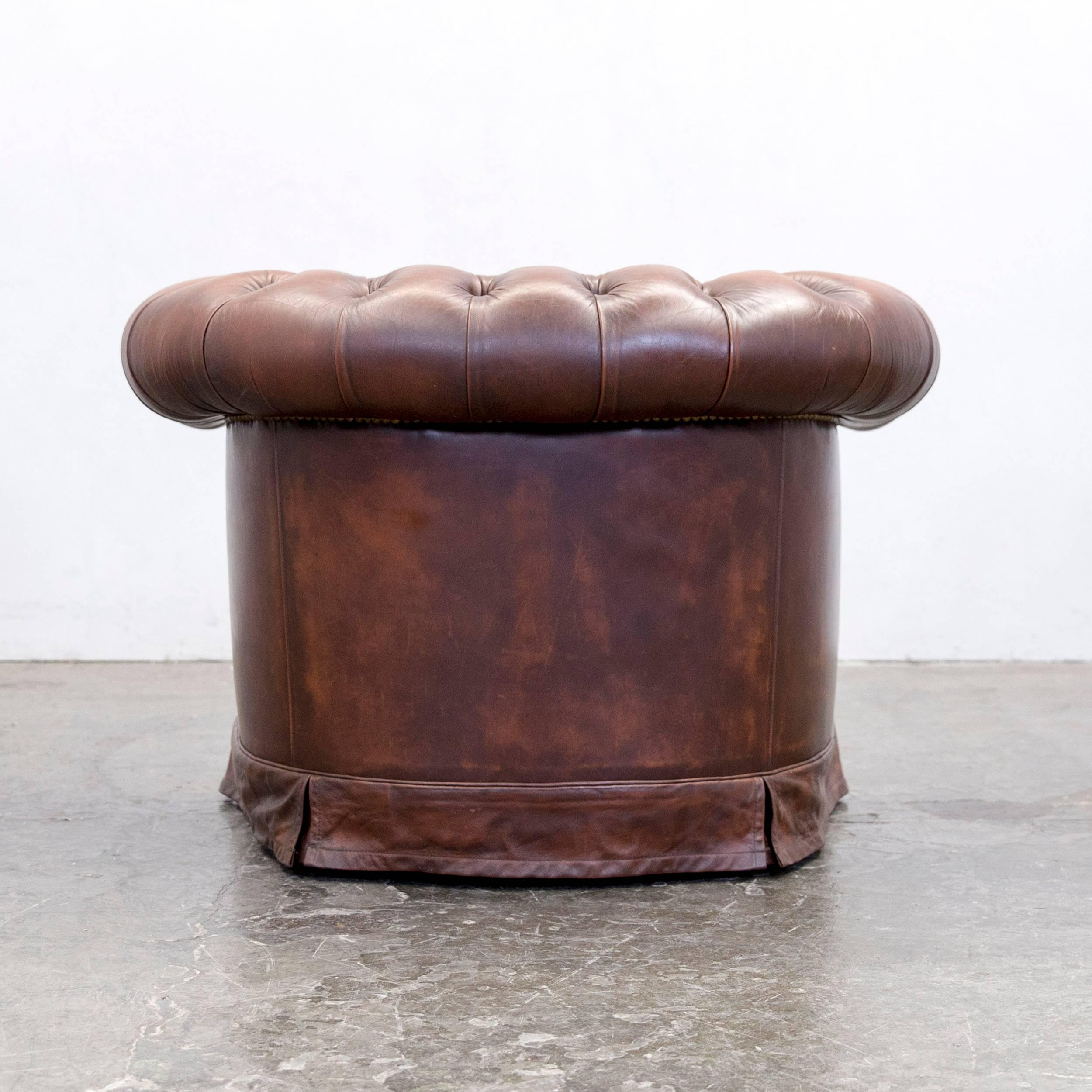 Original Chesterfield Leather Armchair in Brown Vintage Retro 5