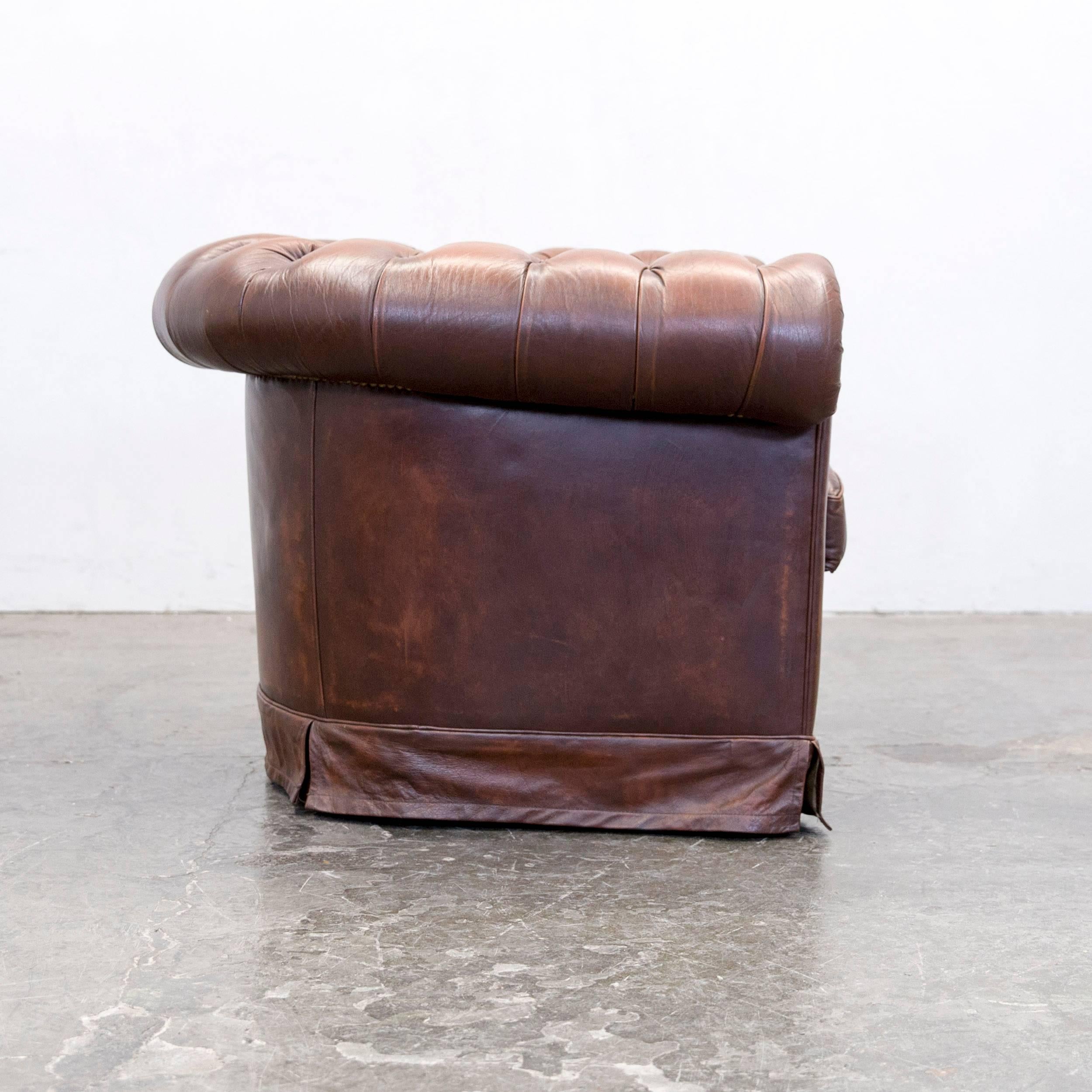 Original Chesterfield Leather Armchair in Brown Vintage Retro 6