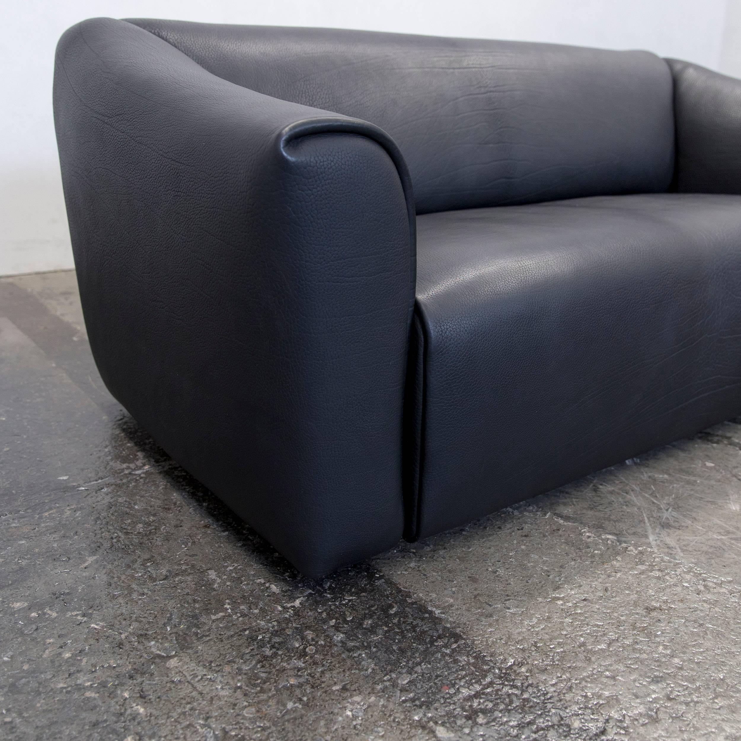 De Sede Ds 47 Designer Sofa Set Neck Leather Black Two-Seat Function Couch In Excellent Condition For Sale In Cologne, DE
