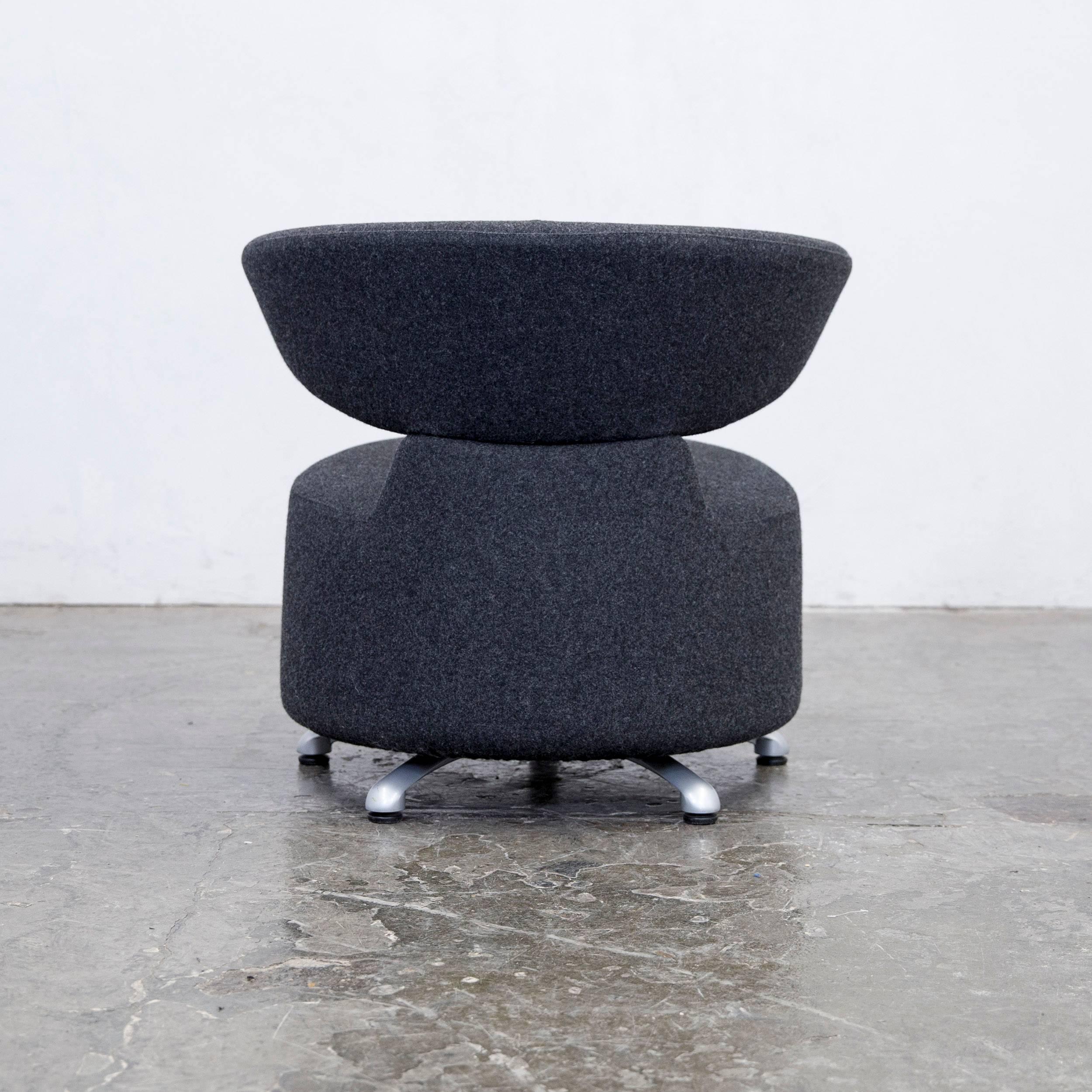 Contemporary Cassina Biki Designer Chair Set Anthracite Grey Fabric