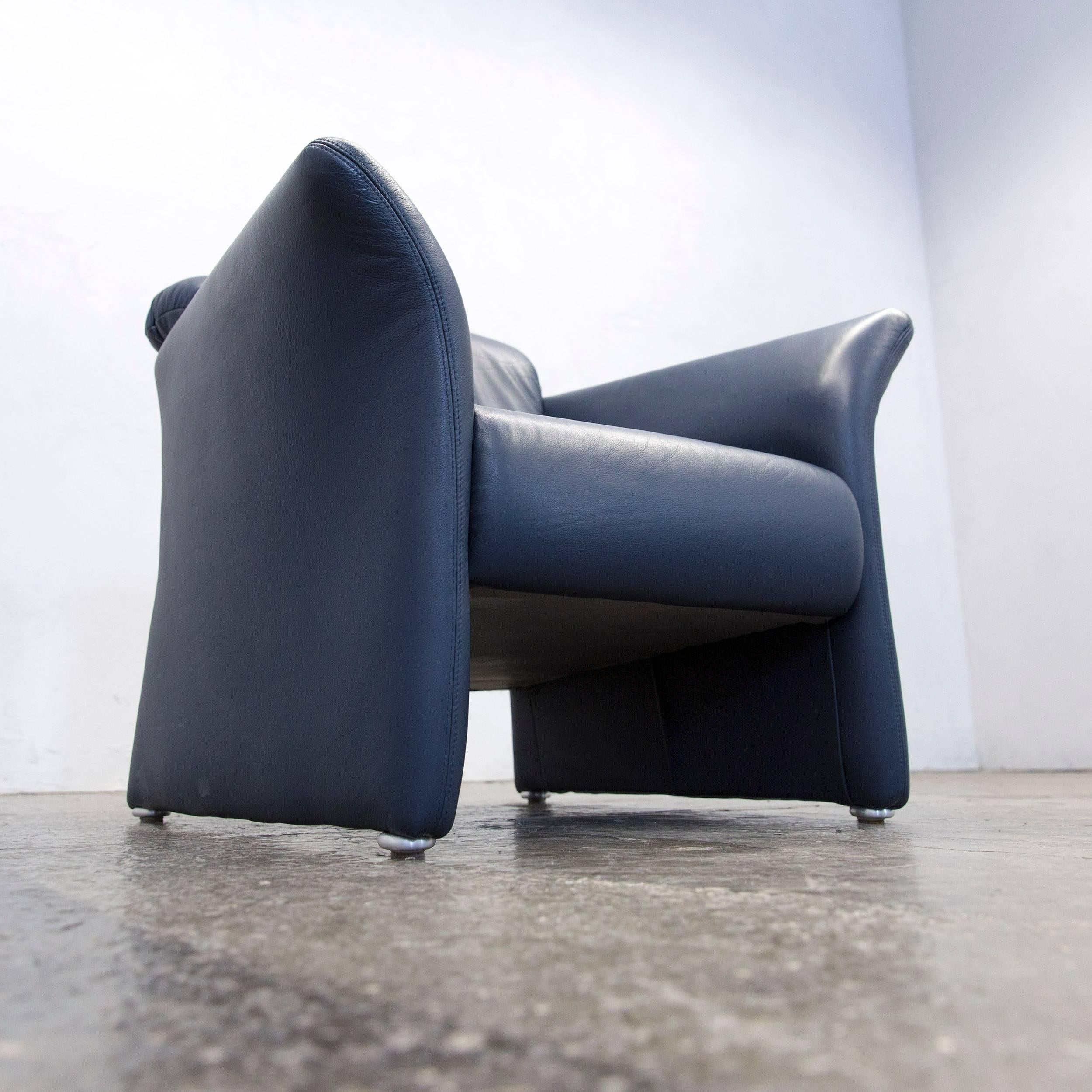 Koinor Designer Armchair Leather Blue One-Seat Modern In Good Condition In Cologne, DE