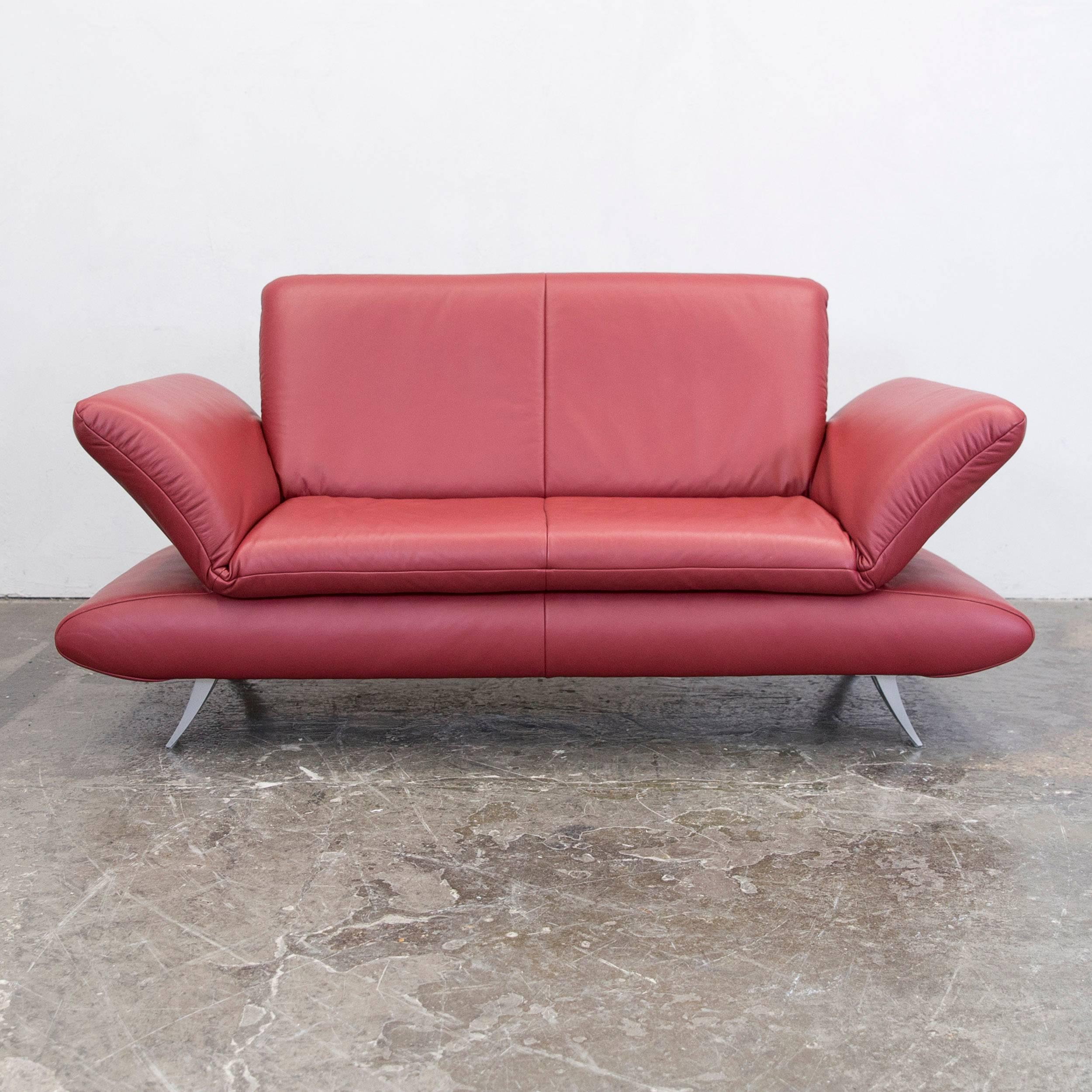 German Koinor Rossini Designer Sofa Red Full Leather Two-Seat Function Modern