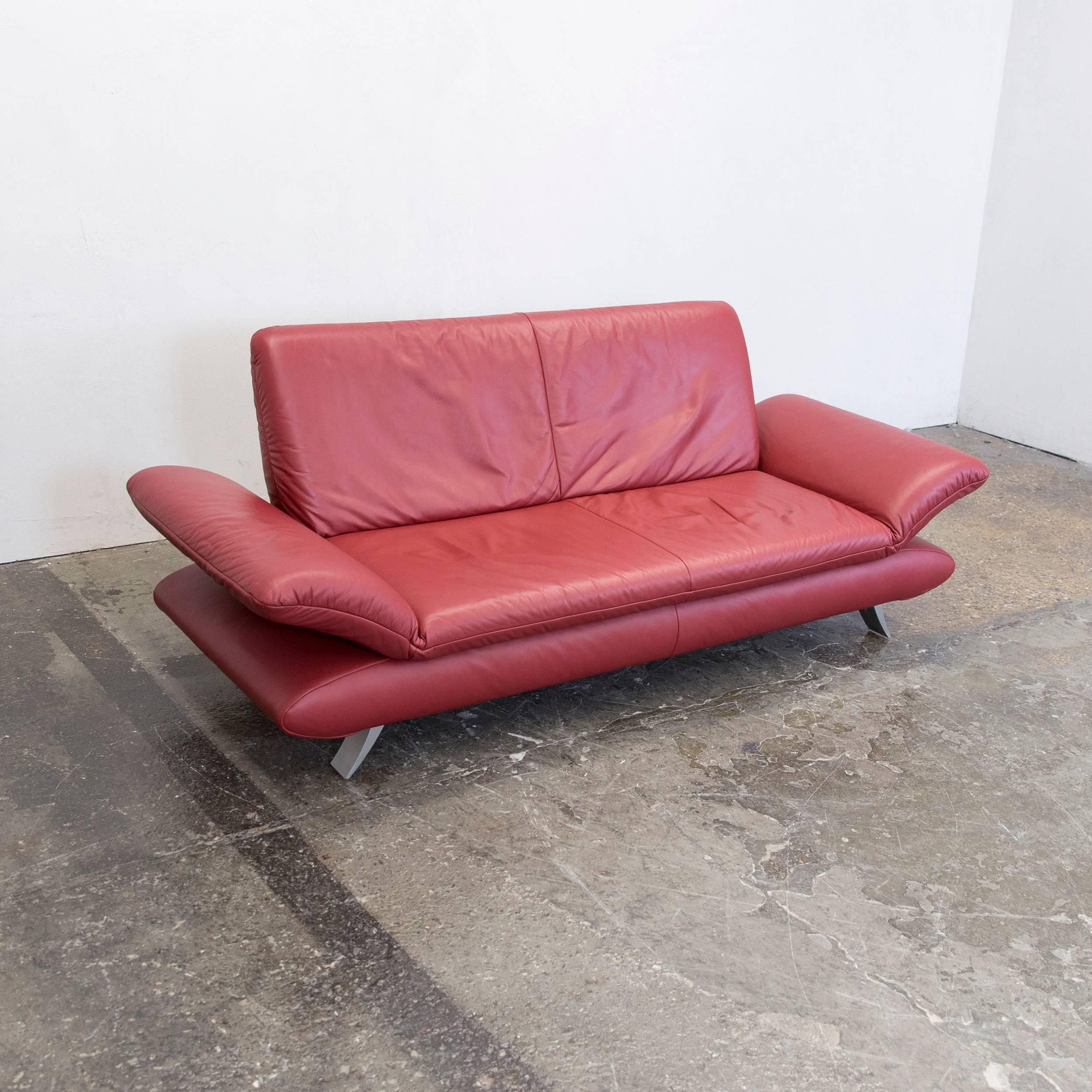 Koinor Rossini Designer Sofa Red Full Leather Three-Seat Function Modern In Good Condition For Sale In Cologne, DE