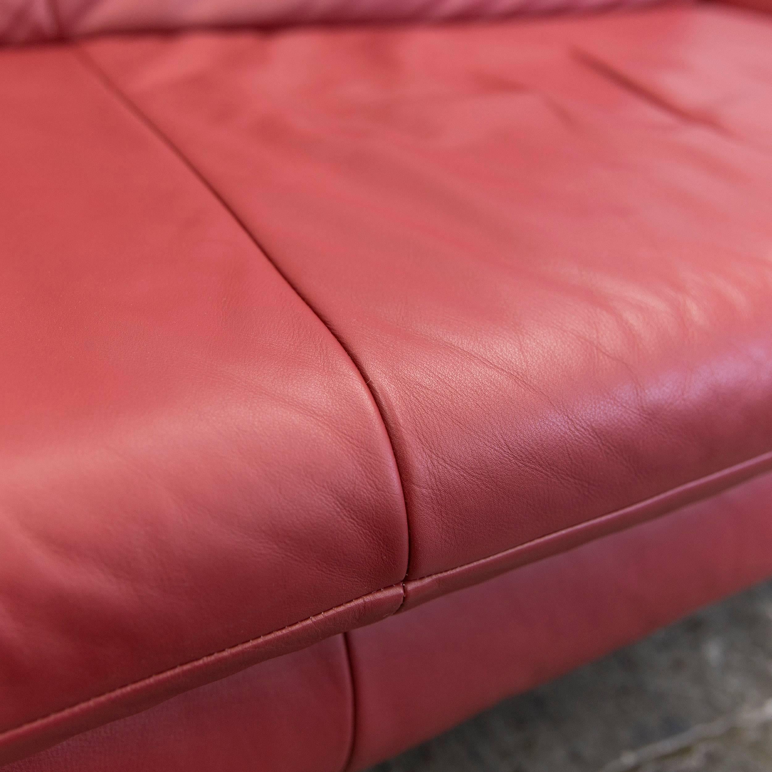 Contemporary Koinor Rossini Designer Sofa Set Red Full Leather Three-Seat, Two-Seat