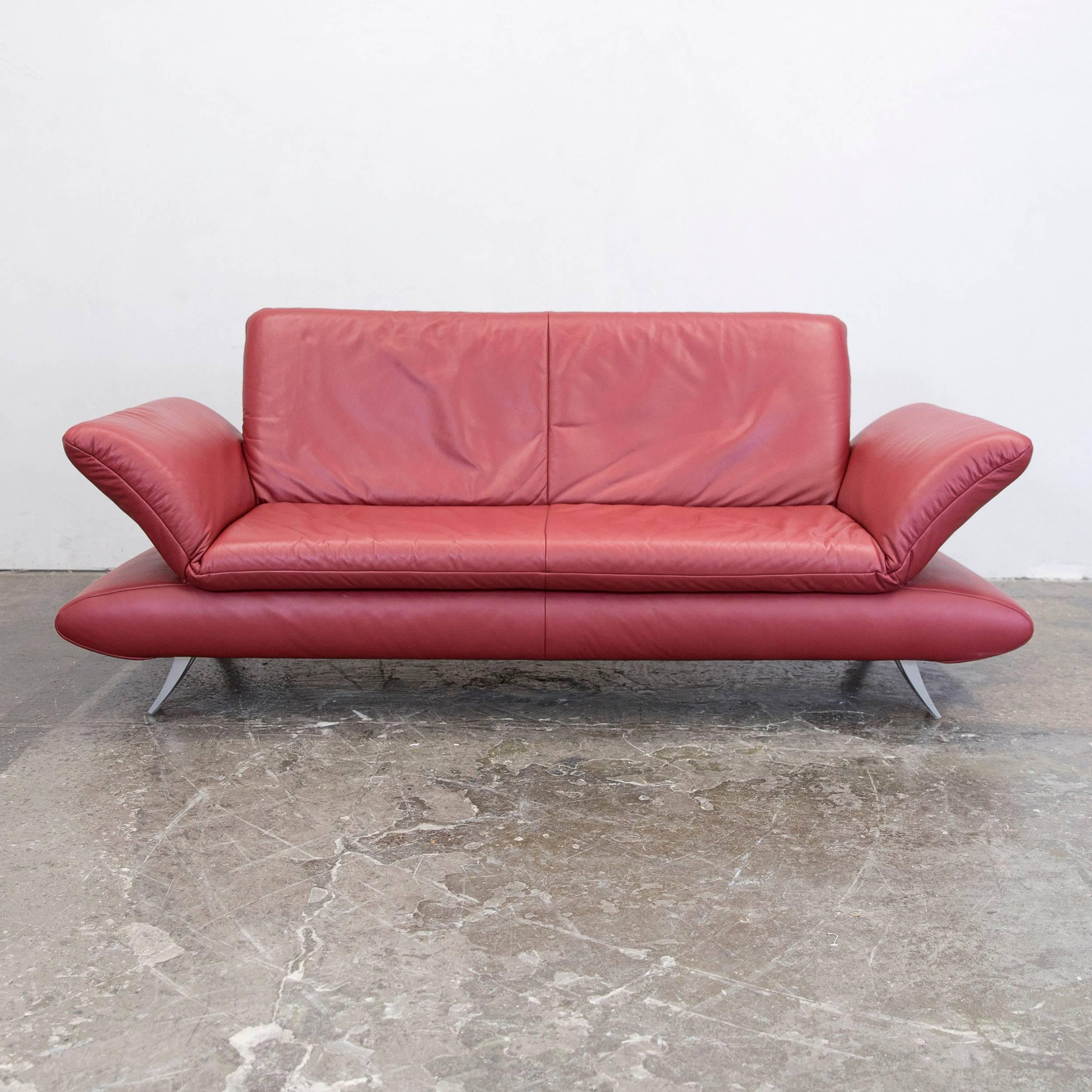 German Koinor Rossini Designer Sofa Set Red Full Leather Three-Seat, Two-Seat