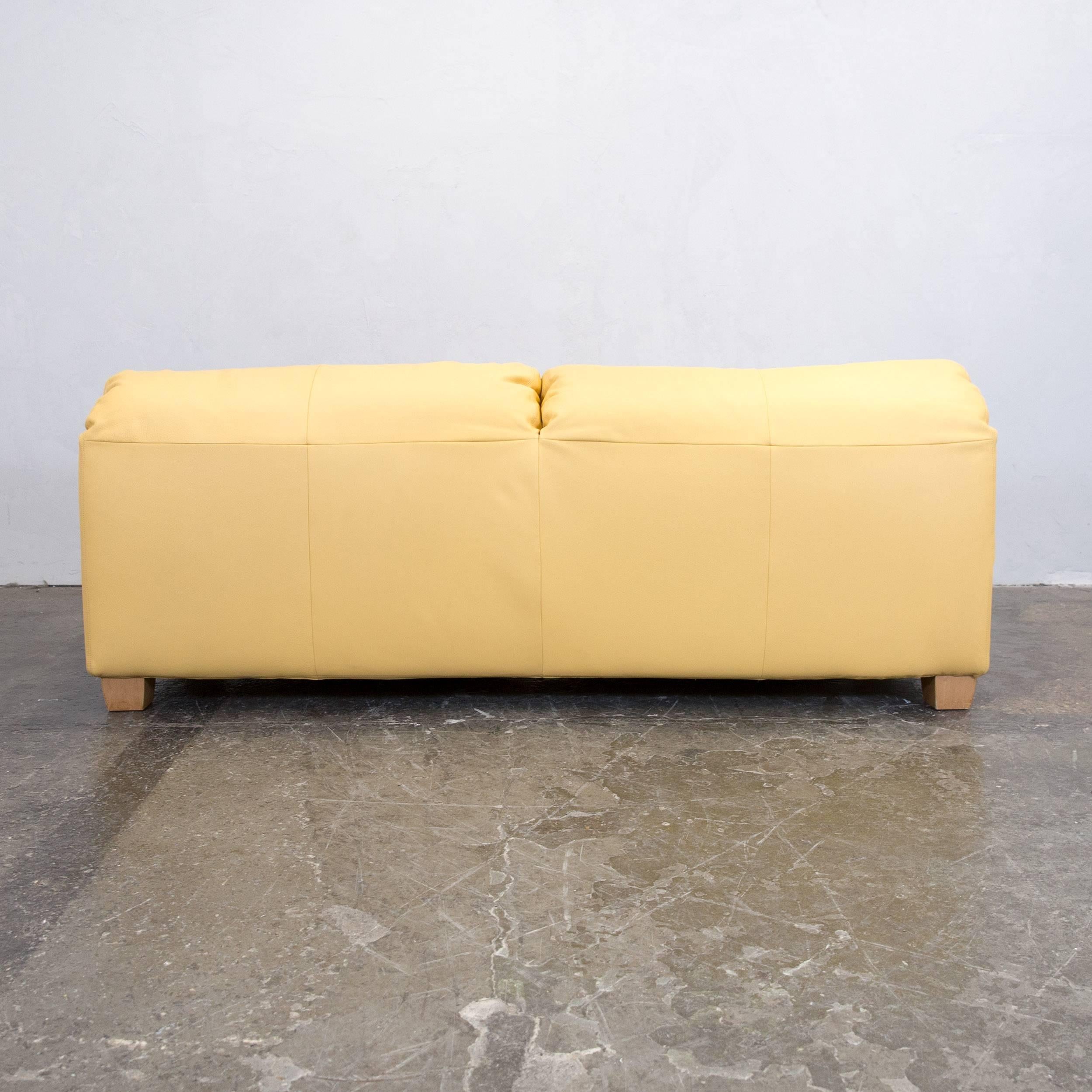 FSM Leather Couch Relax Function Three-Seat Sofa Yellow Orange 2