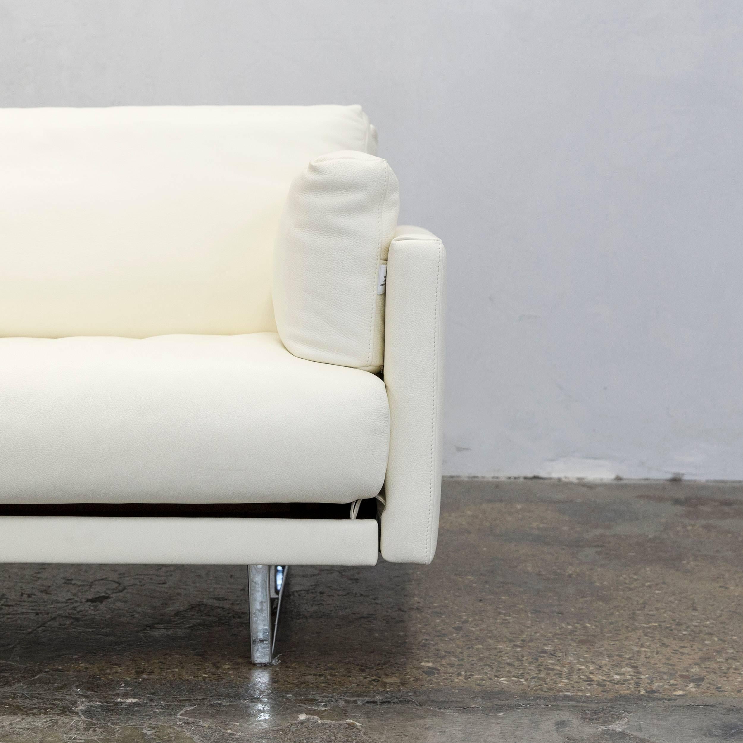 FSM Varino Leather Couch Crème White Function Three-Seat Sofa 1