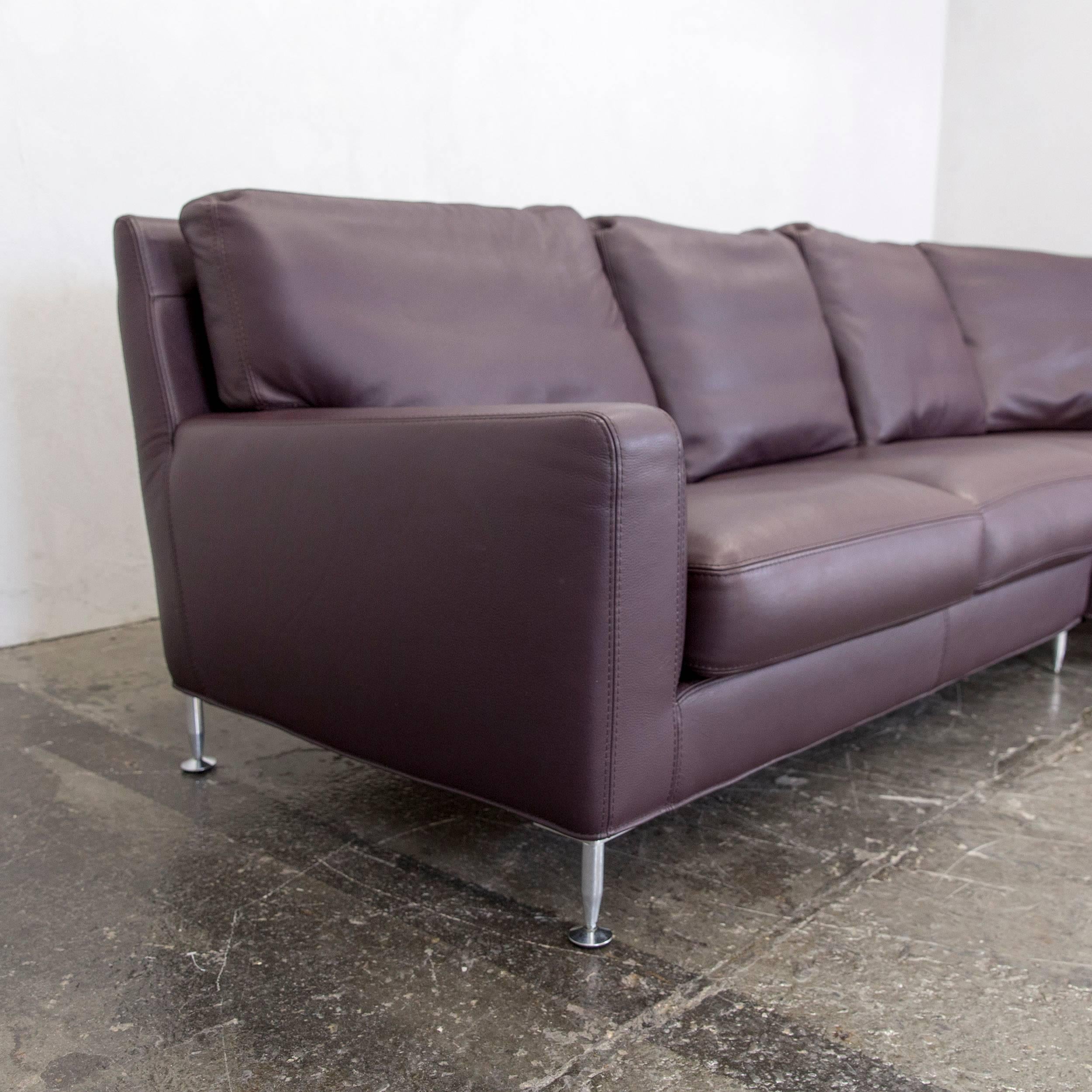 Contemporary Aubergine Violet Corner Sofa Couch Modern Design