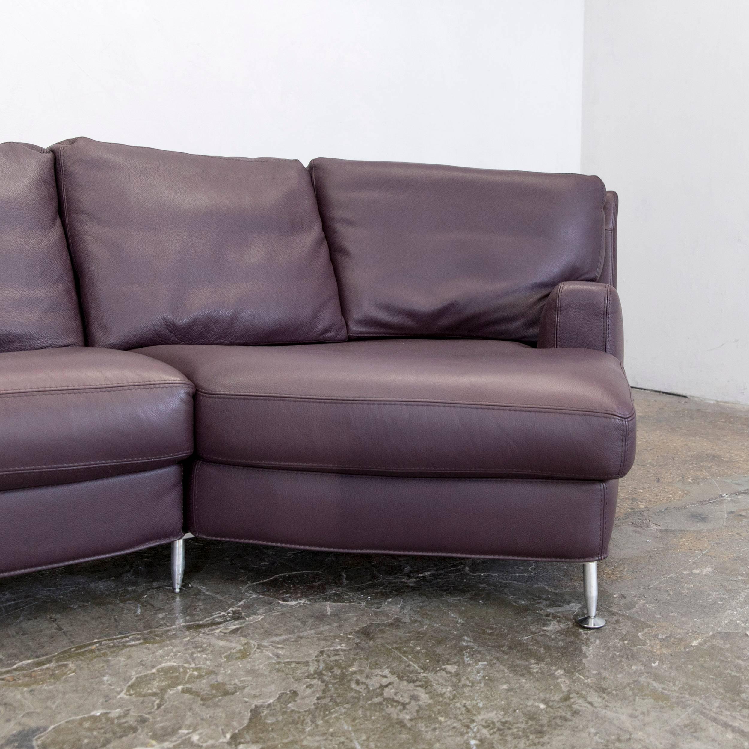 German Aubergine Violet Corner Sofa Couch Modern Design