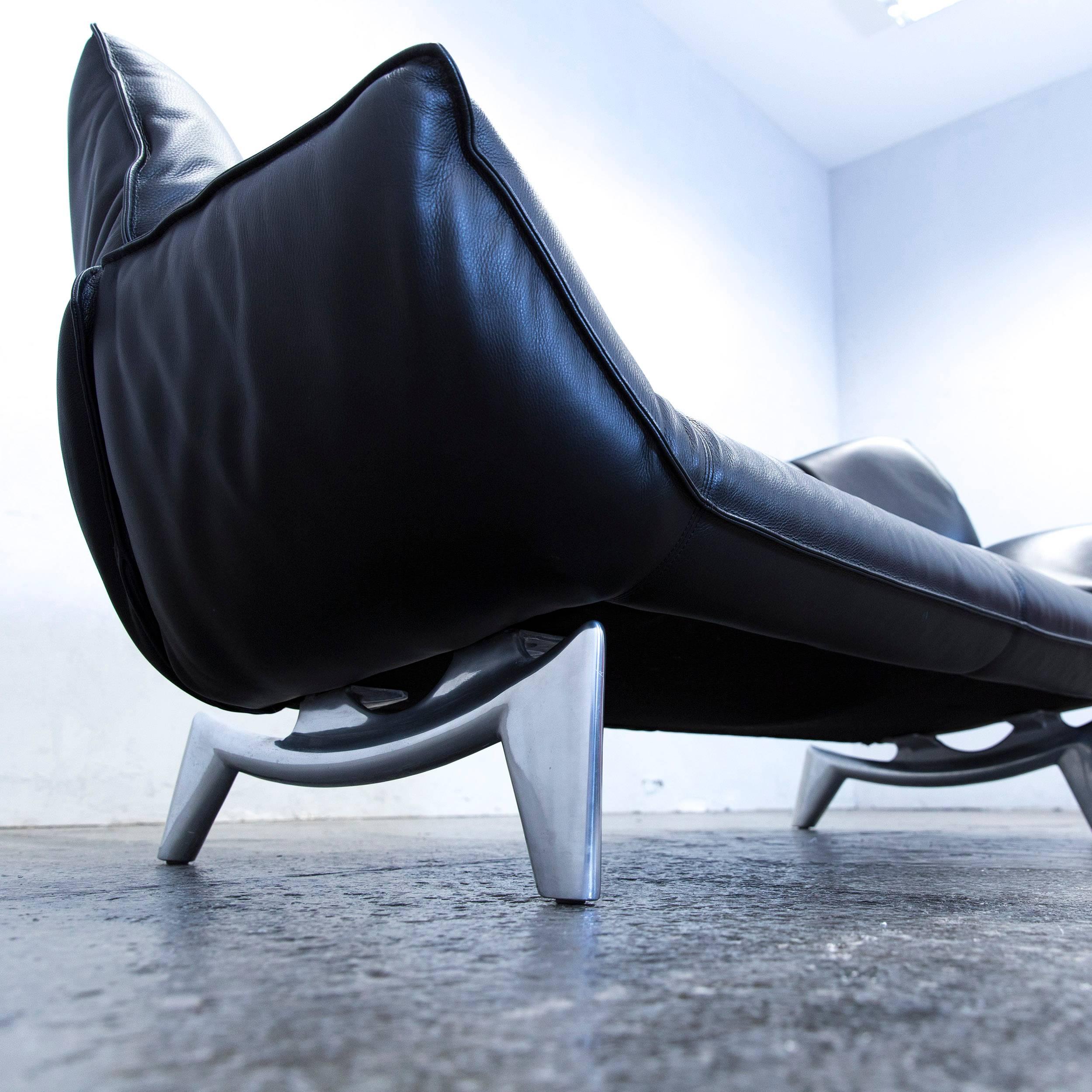 Leolux Tango Designer Leather Sofa Black Two-Seat Function Modern For Sale 1