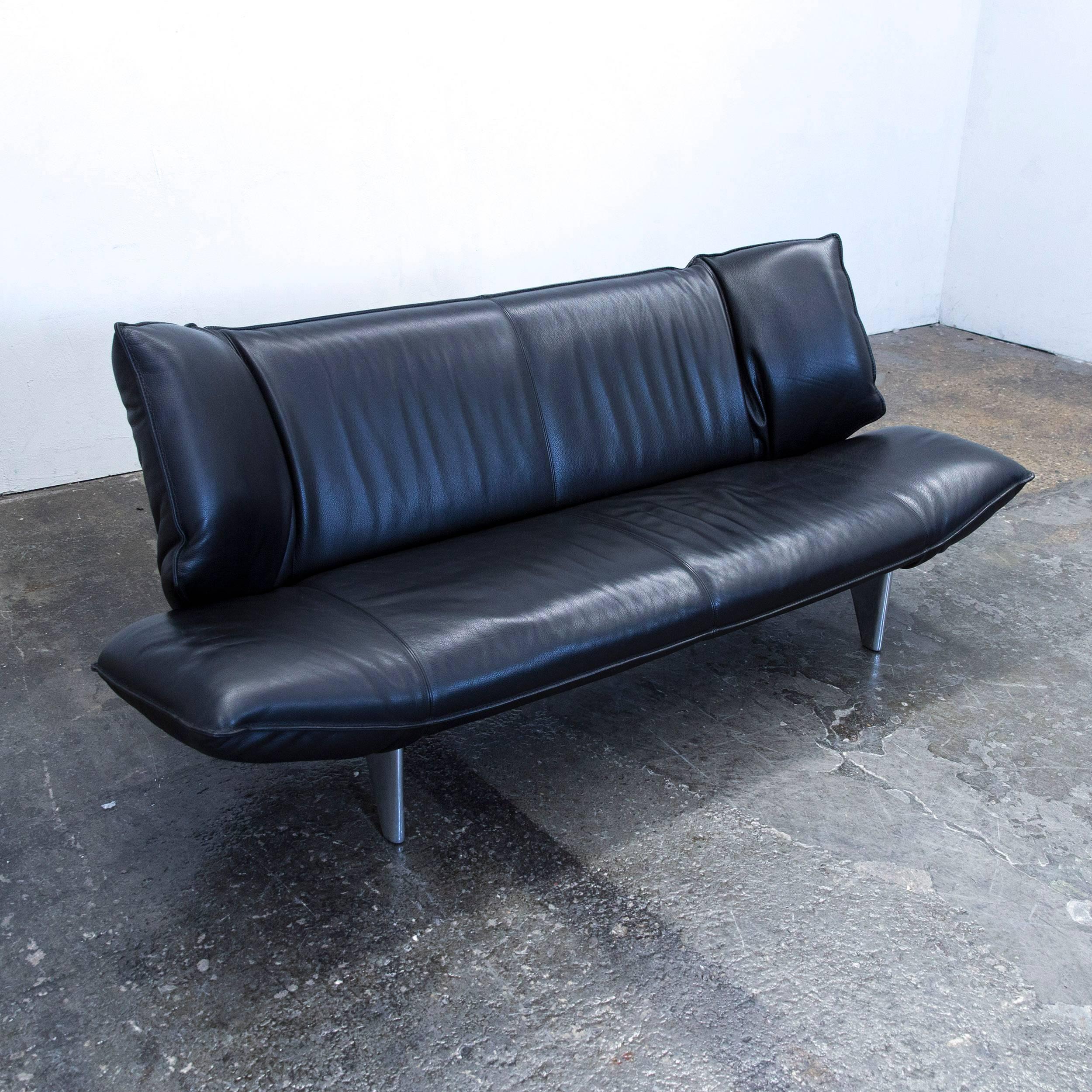 German Leolux Tango Designer Leather Sofa Black Two-Seat Function Modern For Sale