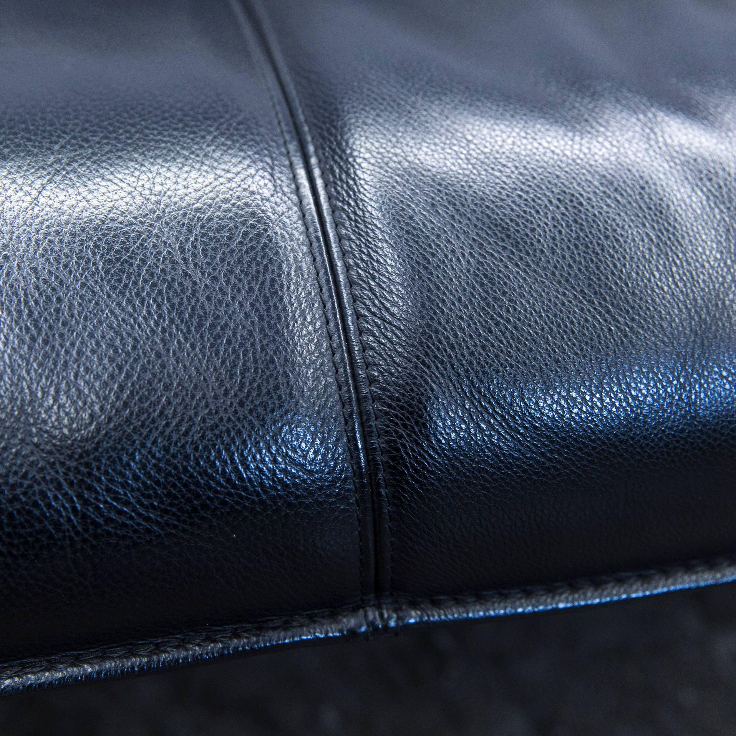 Leolux Tango Designer Leather Sofa Black Two-Seat Function Modern For Sale 3