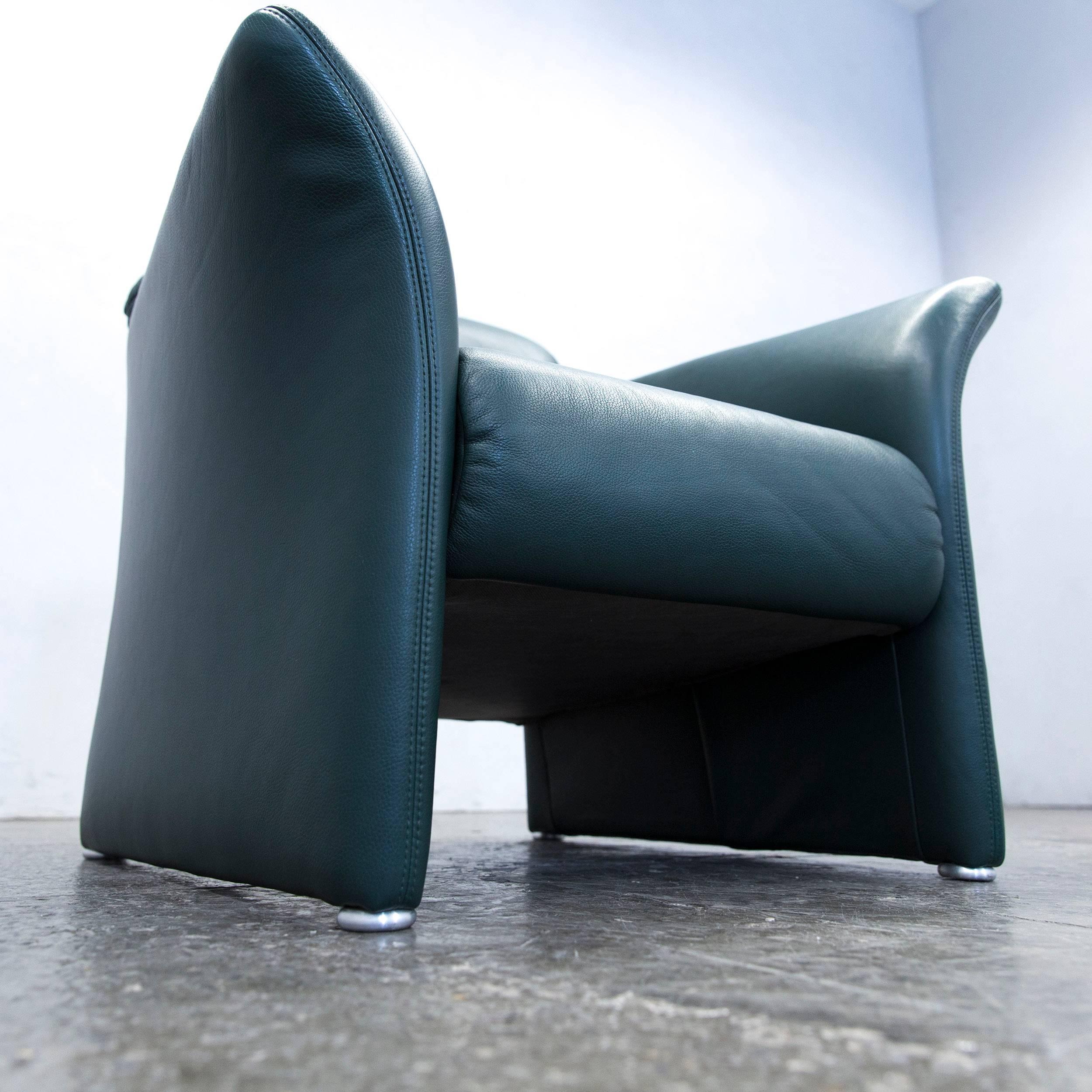 Koinor Designer Armchair Leather Green Three-Seat Couch Modern In Good Condition In Cologne, DE