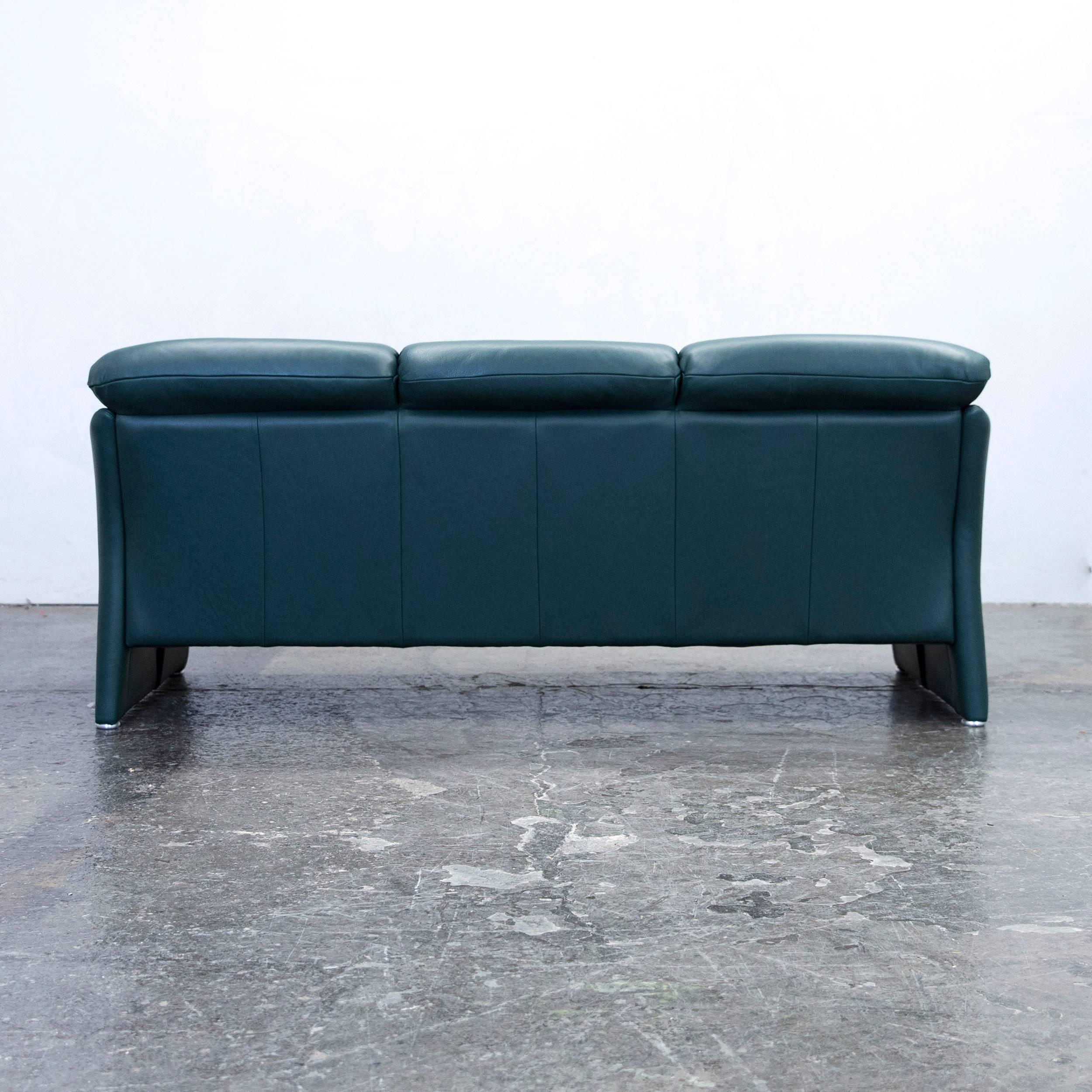 Koinor Designer Sofa Set Leather Green Three-Seat Couch Modern 3