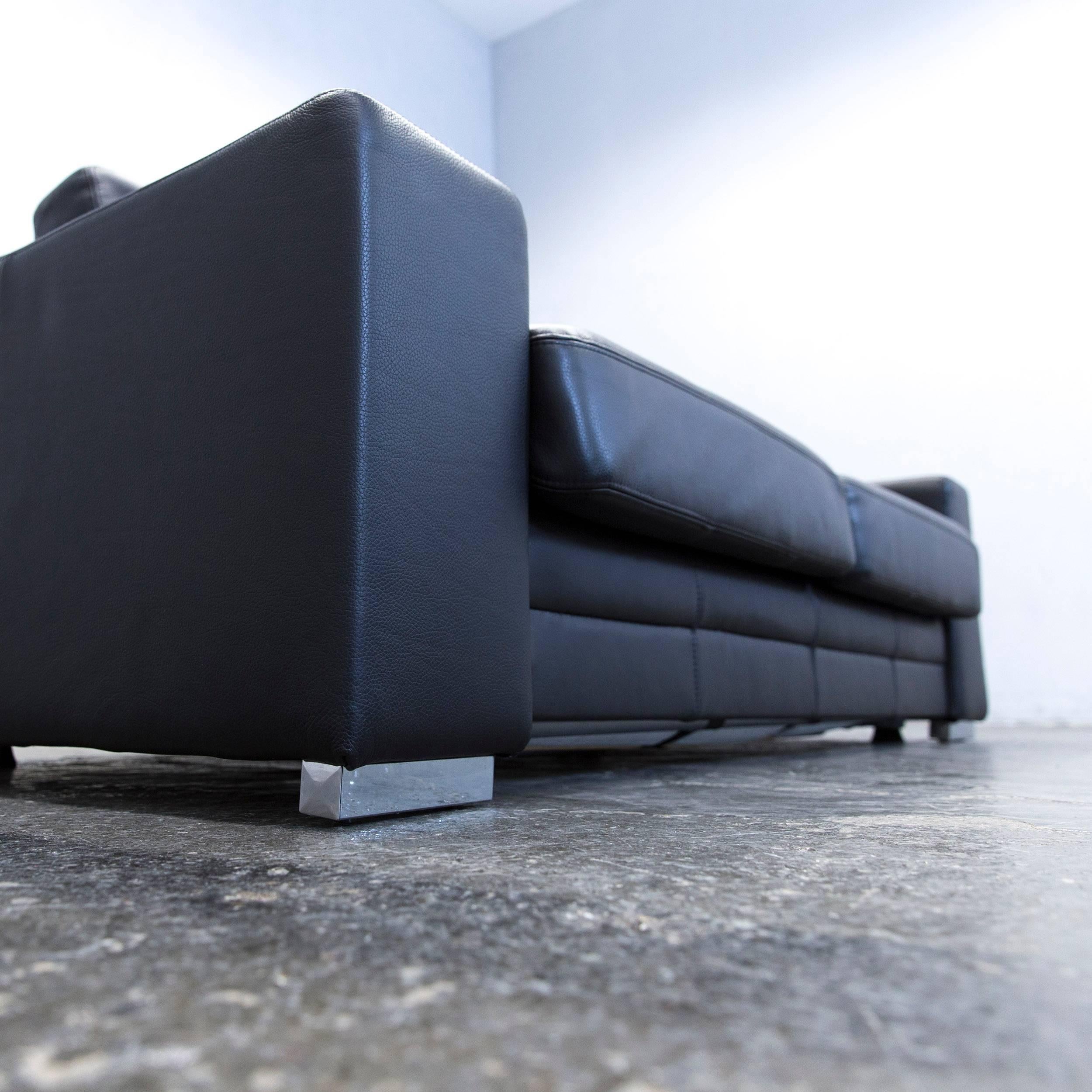 Designer Sleepsofa Set Leather Black Function Couch Topper Modern Footstool 1