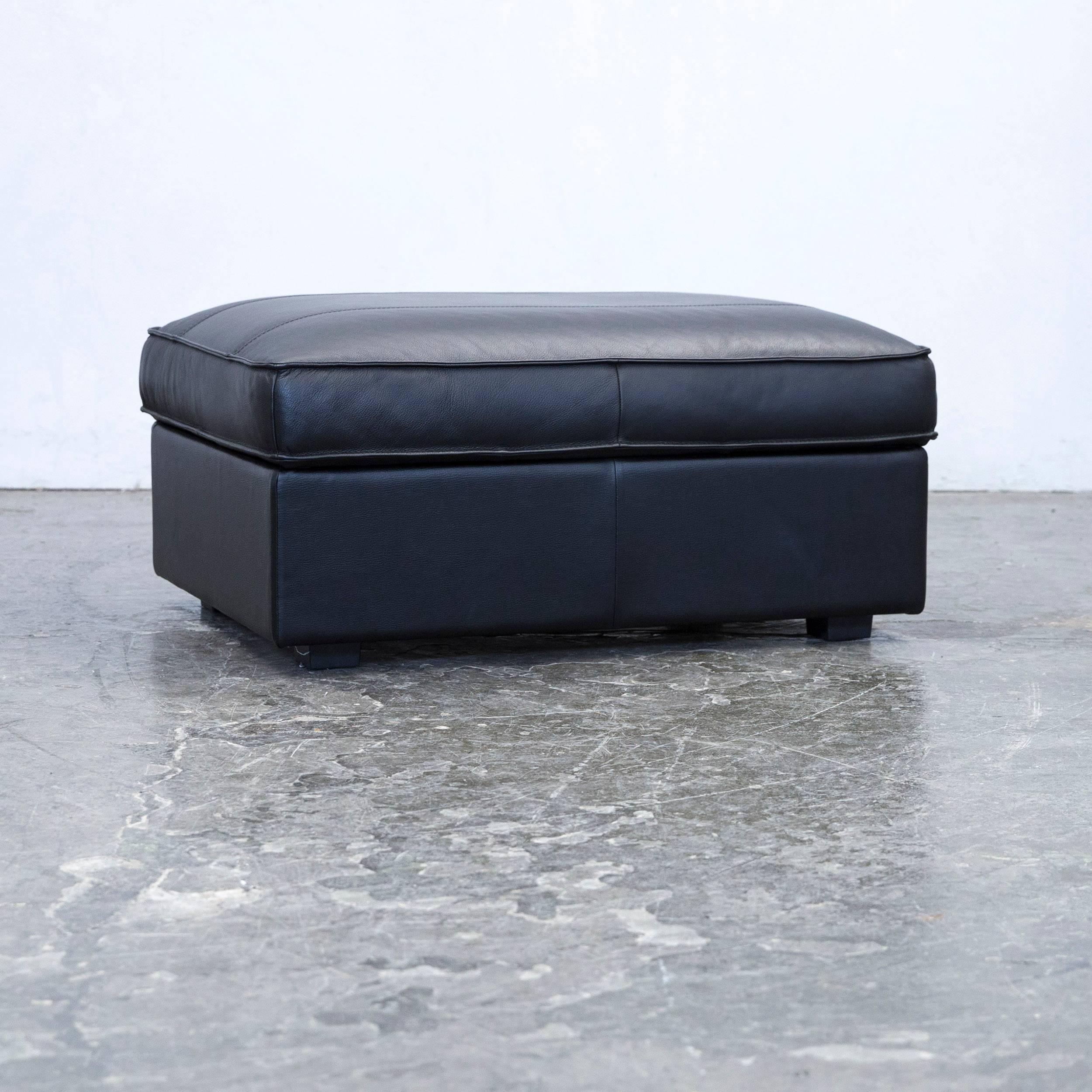 Designer Sleepsofa Set Leather Black Function Couch Topper Modern Footstool 4