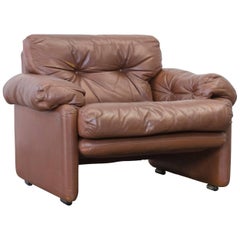 C&B Italia Coronado Fine Leather Armchair by Tobia Scarpa Couch Brown