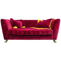 Bretz Monster Designer Sofa Red Fabric Three-Seat Couch Floral Pattern Couch