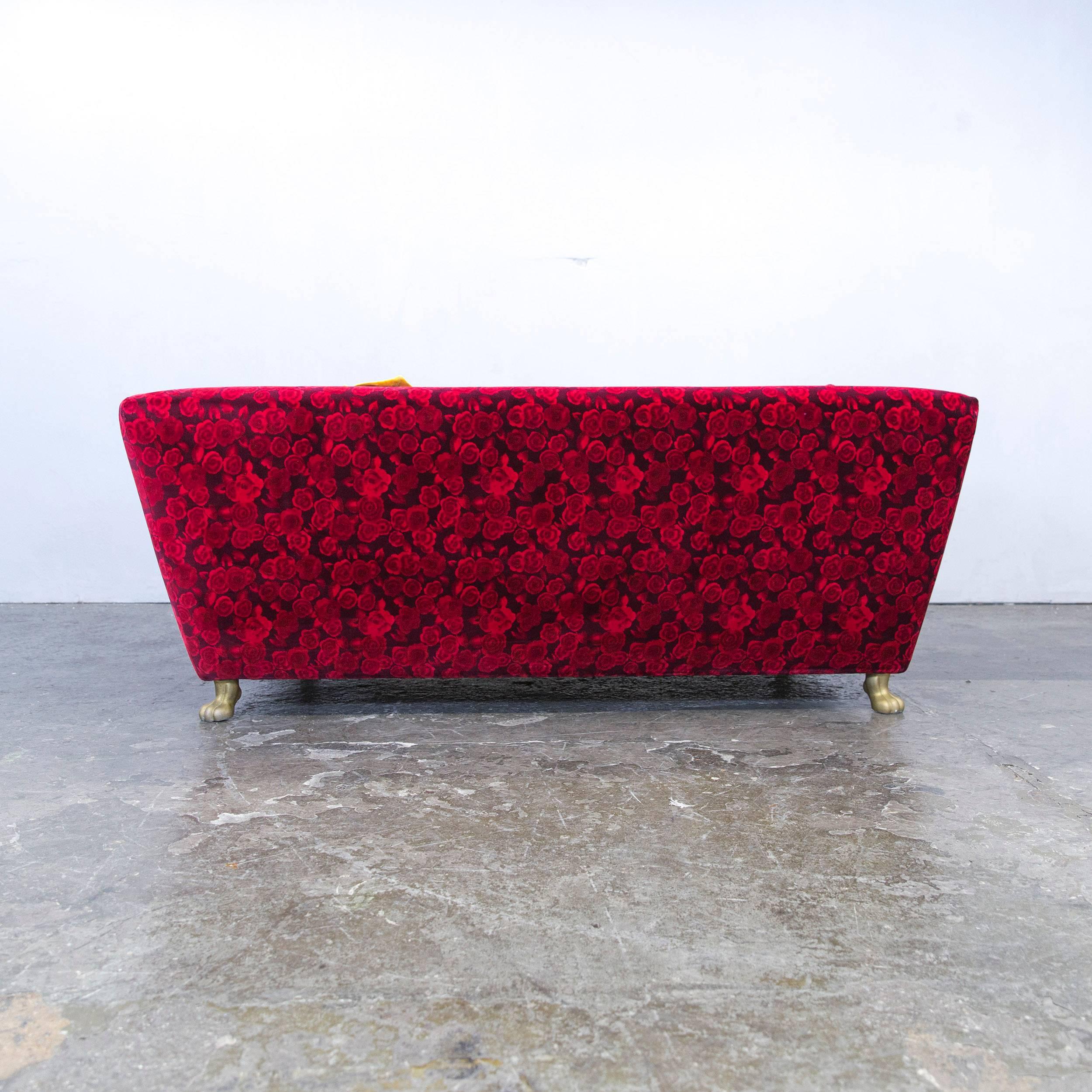 Bretz Monster Designer Sofa Red Fabric Three-Seat Couch Floral Pattern Couch 1