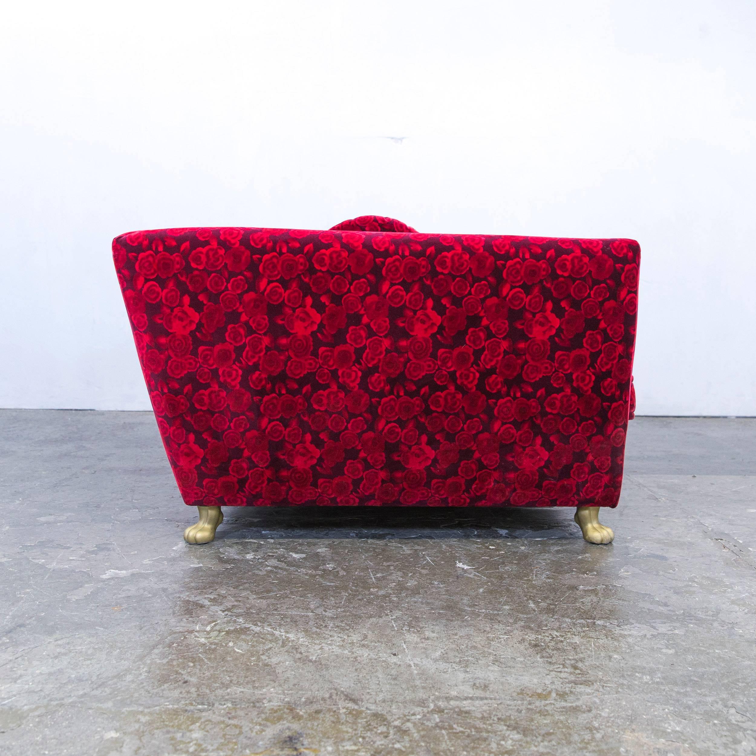 Bretz Monster Designer Sofa Red Fabric Three-Seat Couch Floral Pattern Couch 2